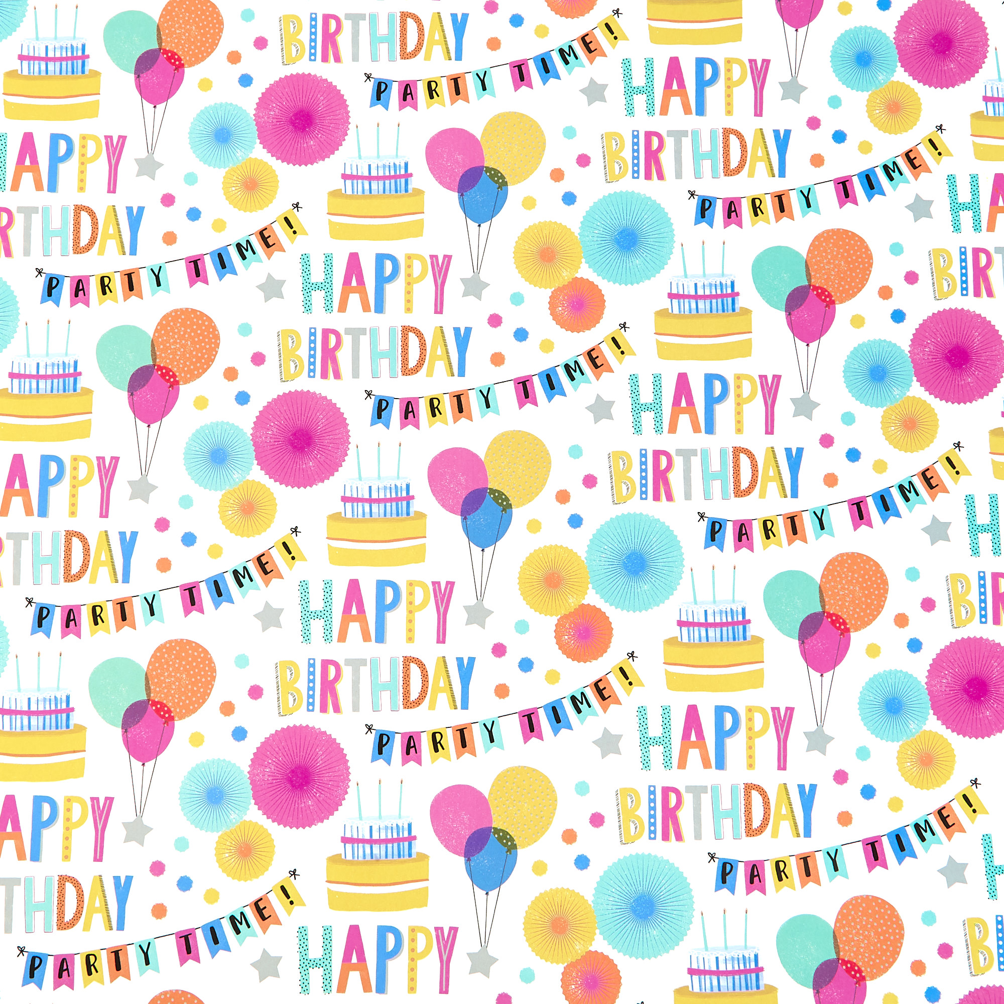 Birthday Cake & Balloons Gift Wrap - 1 Sheet