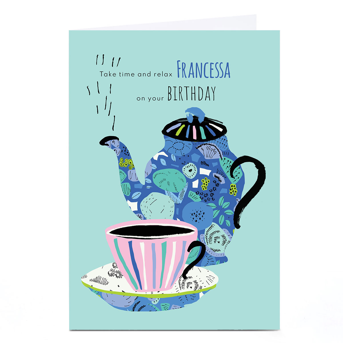 Personalised Rebecca Prinn Birthday Card - Tea Pot