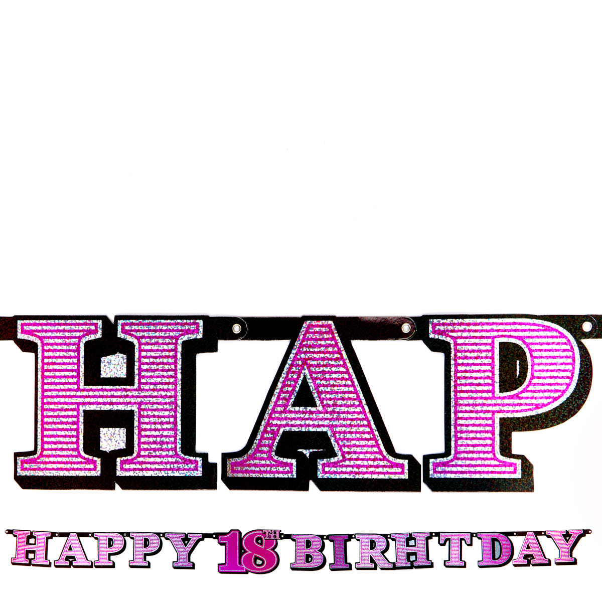 Pink Holographic 18th Birthday Banner 