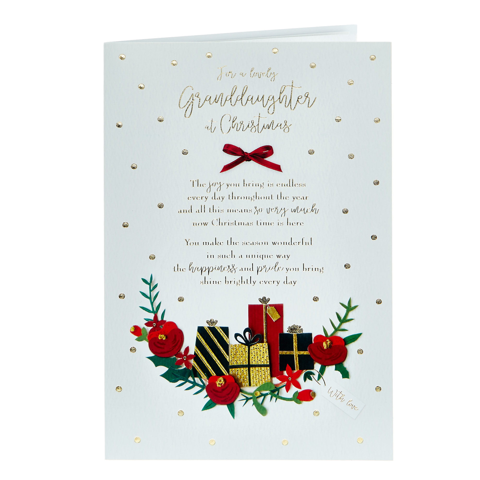 Christmas Card - Granddaughter, Christmas Presents And Verse
