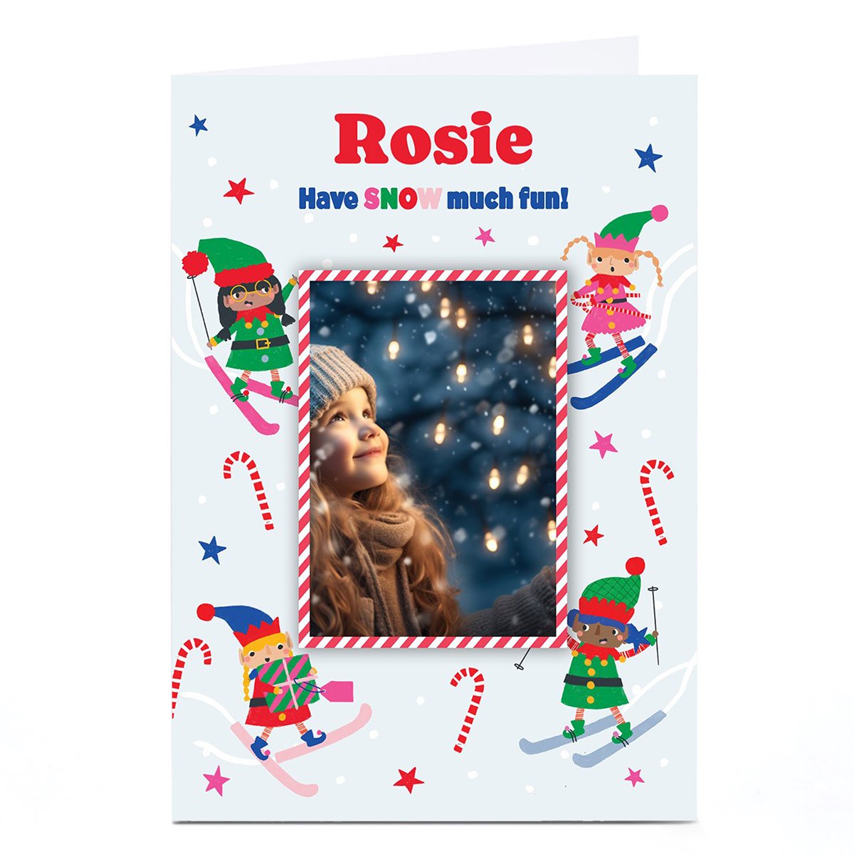 Photo Christmas Card - Snow Better Time Skiing Elves