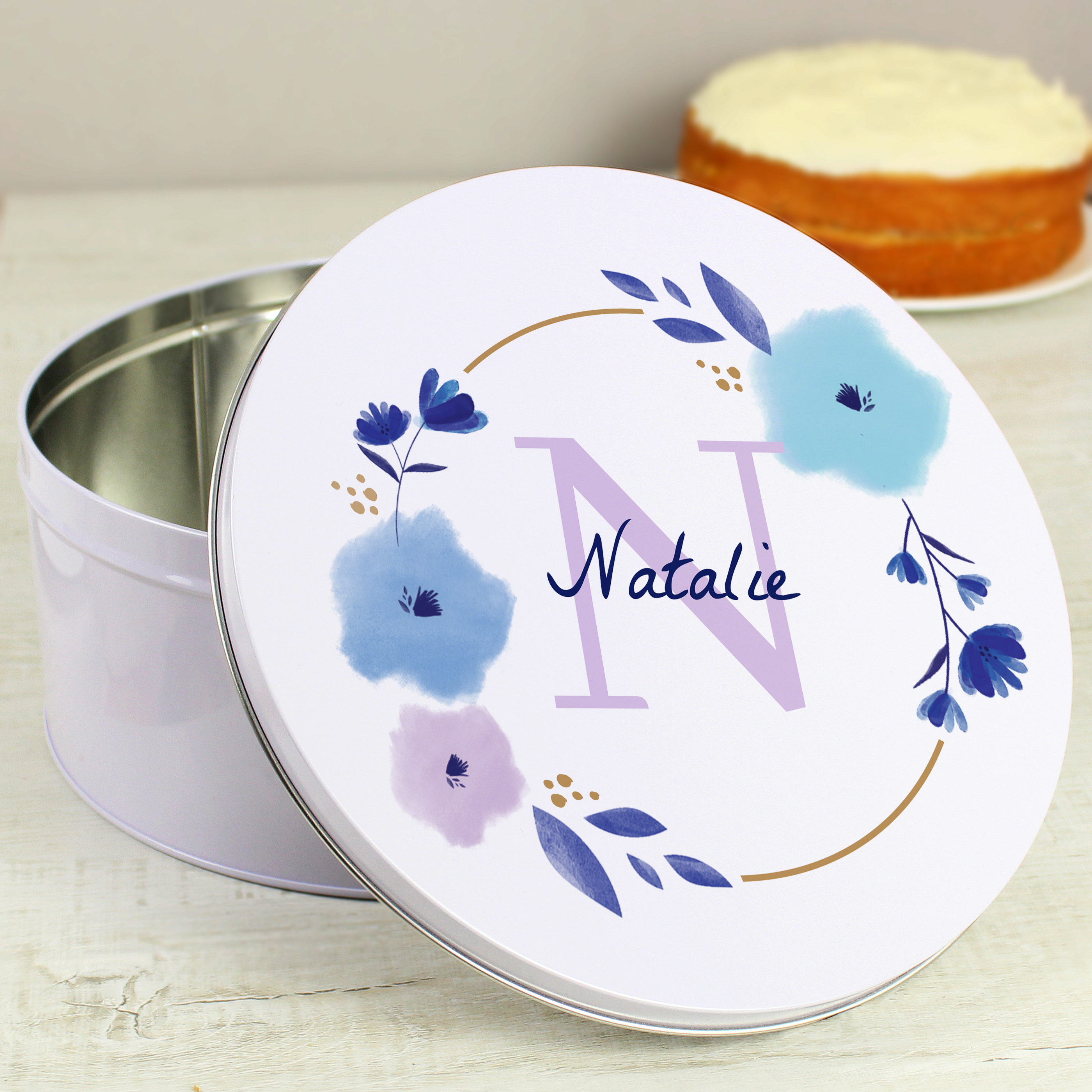 Personalised Floral Initial Cake Tin