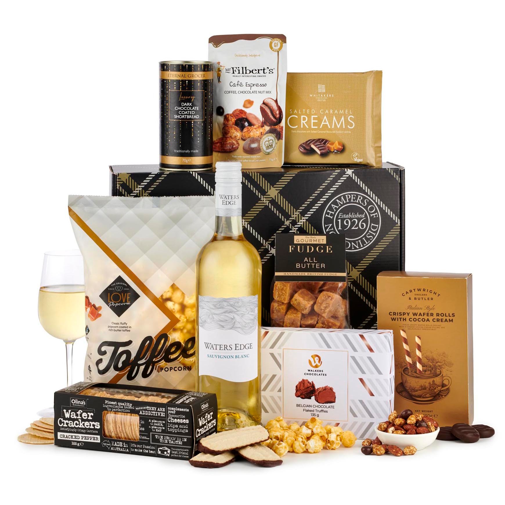 Scrumptious Selection Hamper With White Wine