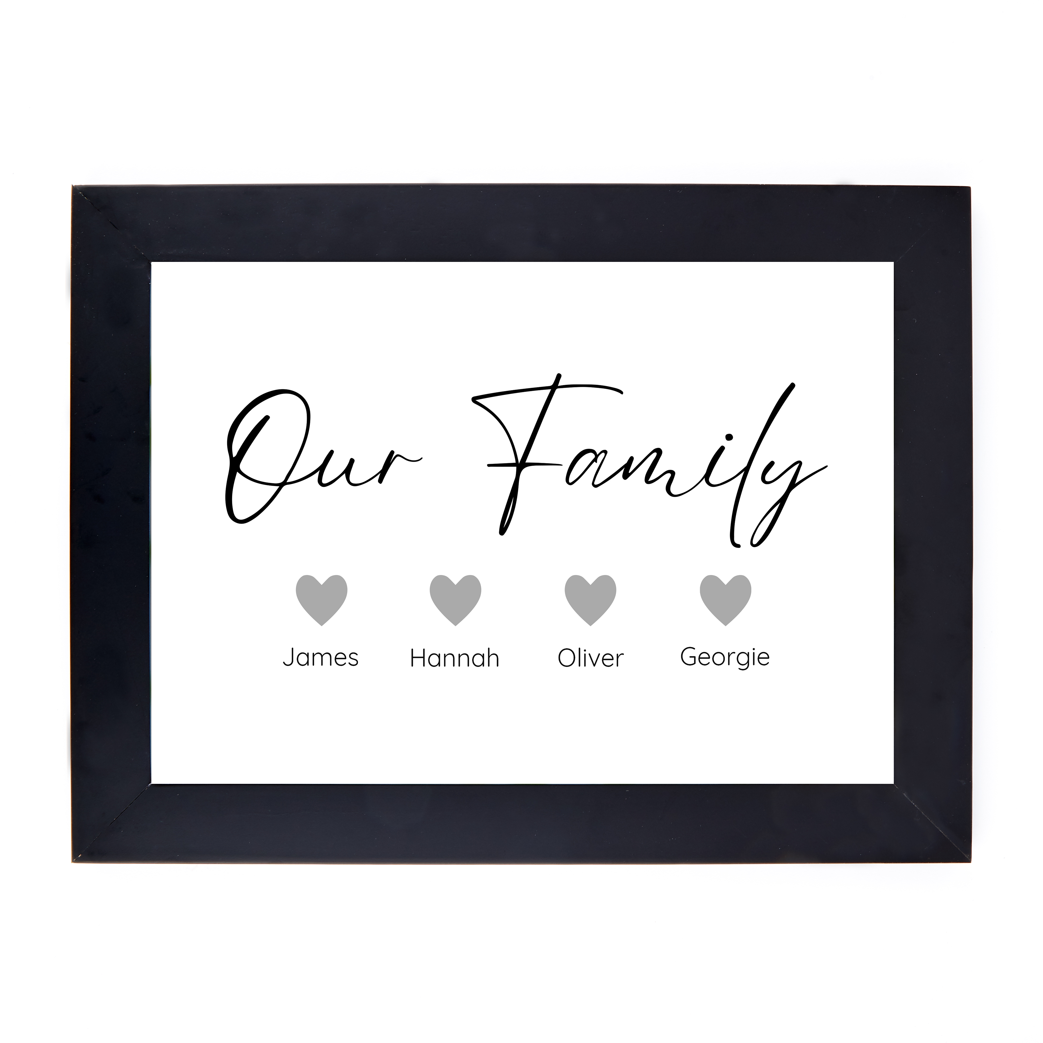 Personalised Our Family Print - Family of 4 Hearts