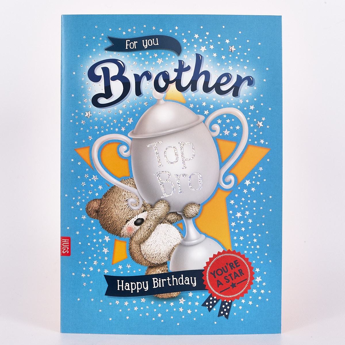 Hugs Bear Birthday Card - Brother, Trophy