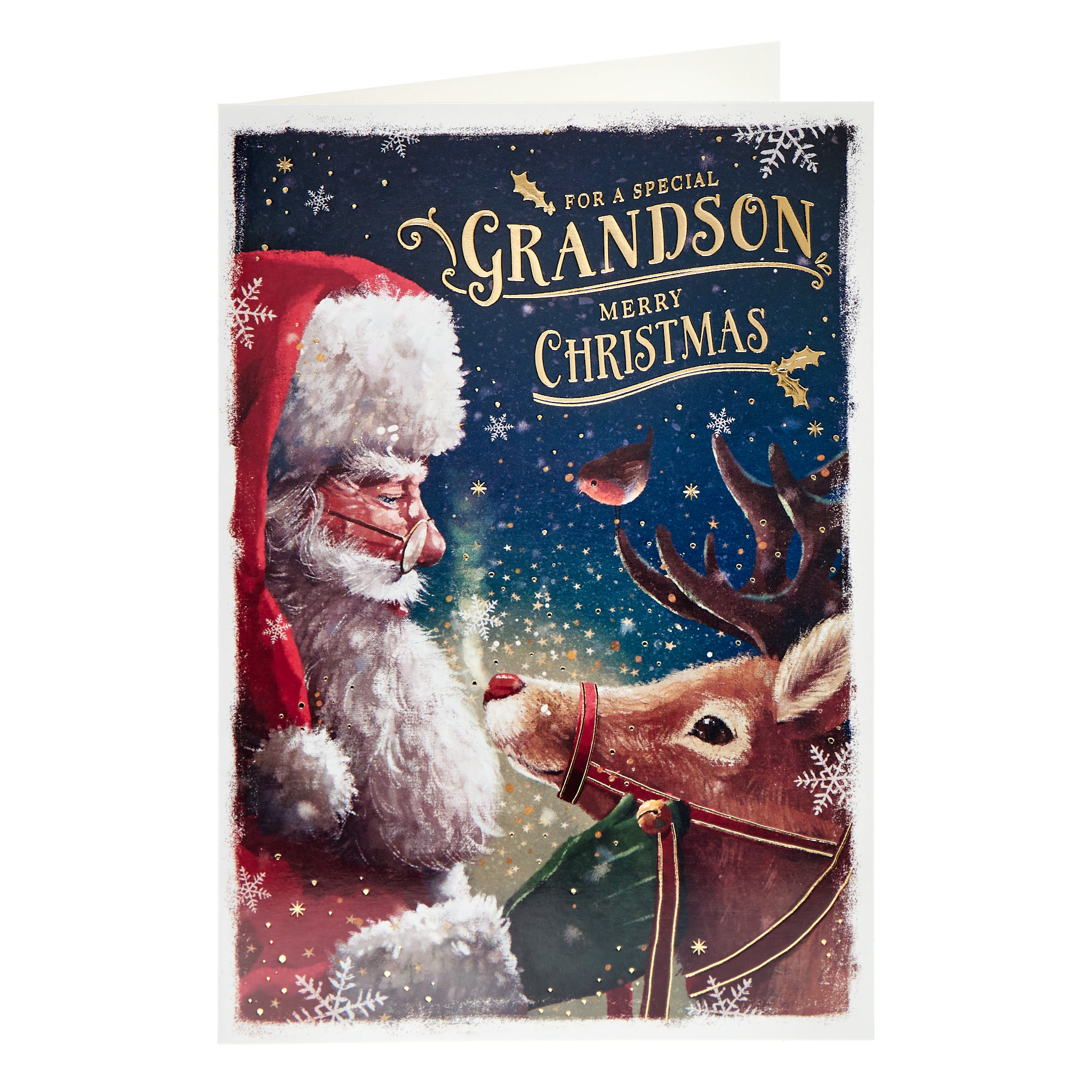 Special Grandson Traditional Santa Christmas Card
