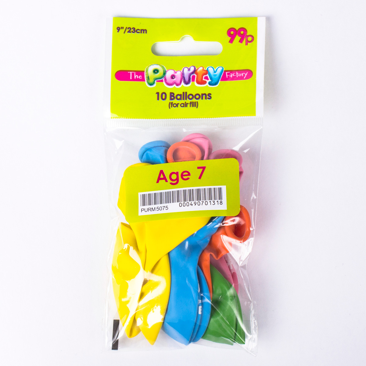 Multicoloured Age 7 Small Air-fill Latex Balloons - Pack Of 10
