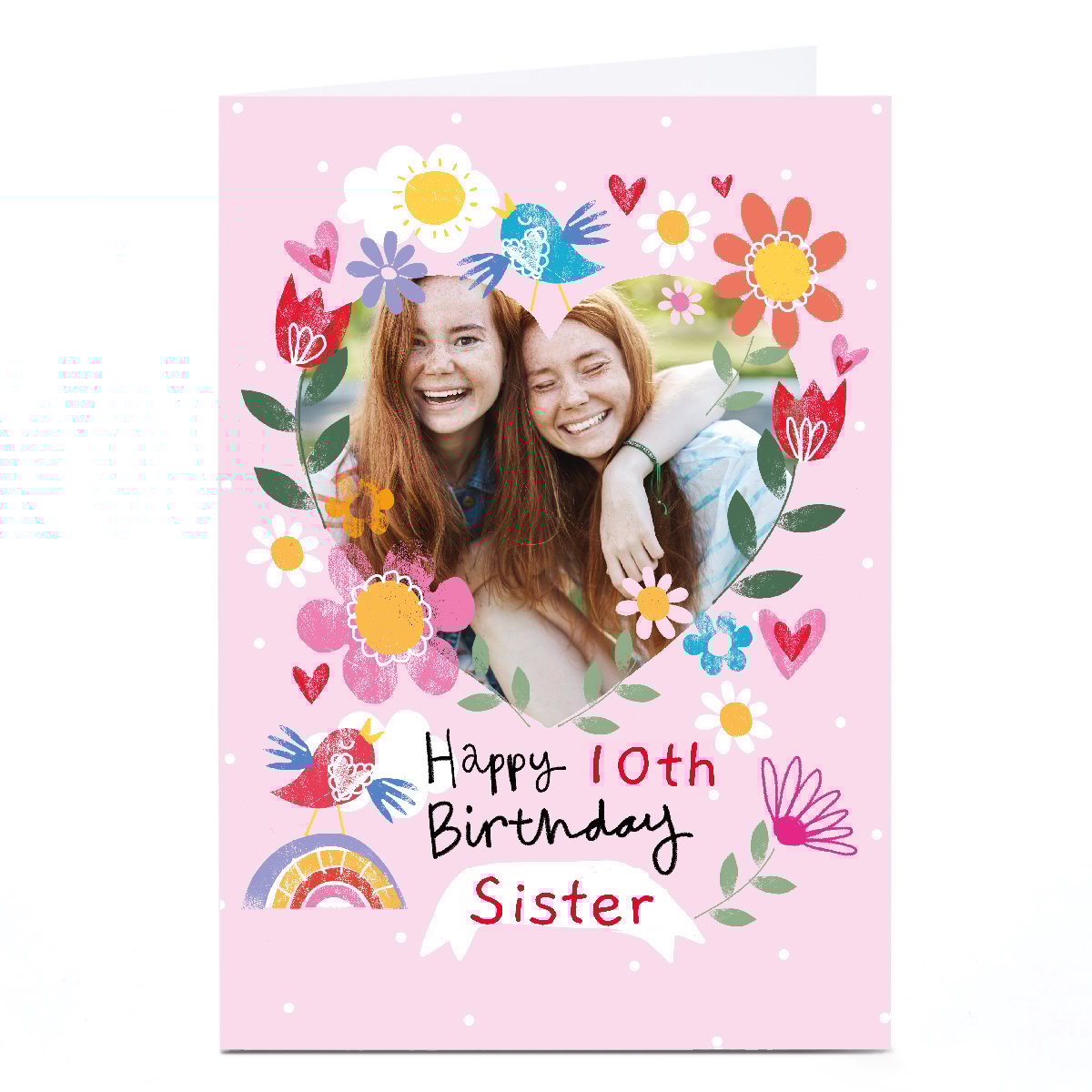 Photo Lindsay Loves to Draw 10th Birthday Card - Sister Floral, Editable Age & Recipient