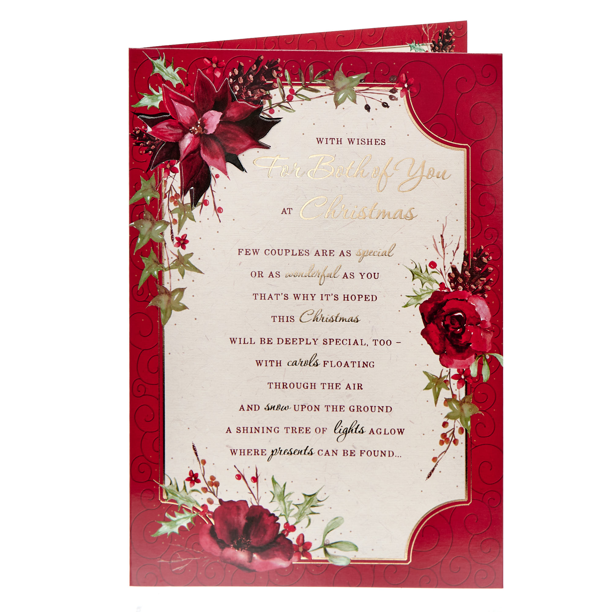 For Both Verse Poinsettias Christmas Card