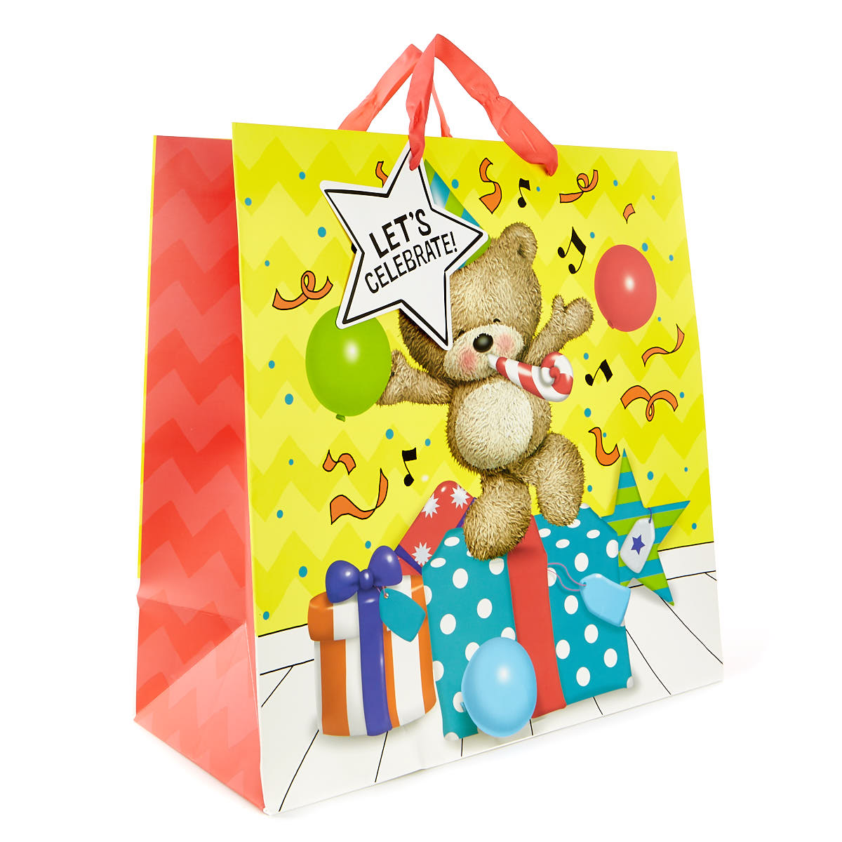 Extra Large Square Hugs Bear Let's Celebrate Gift Bag 