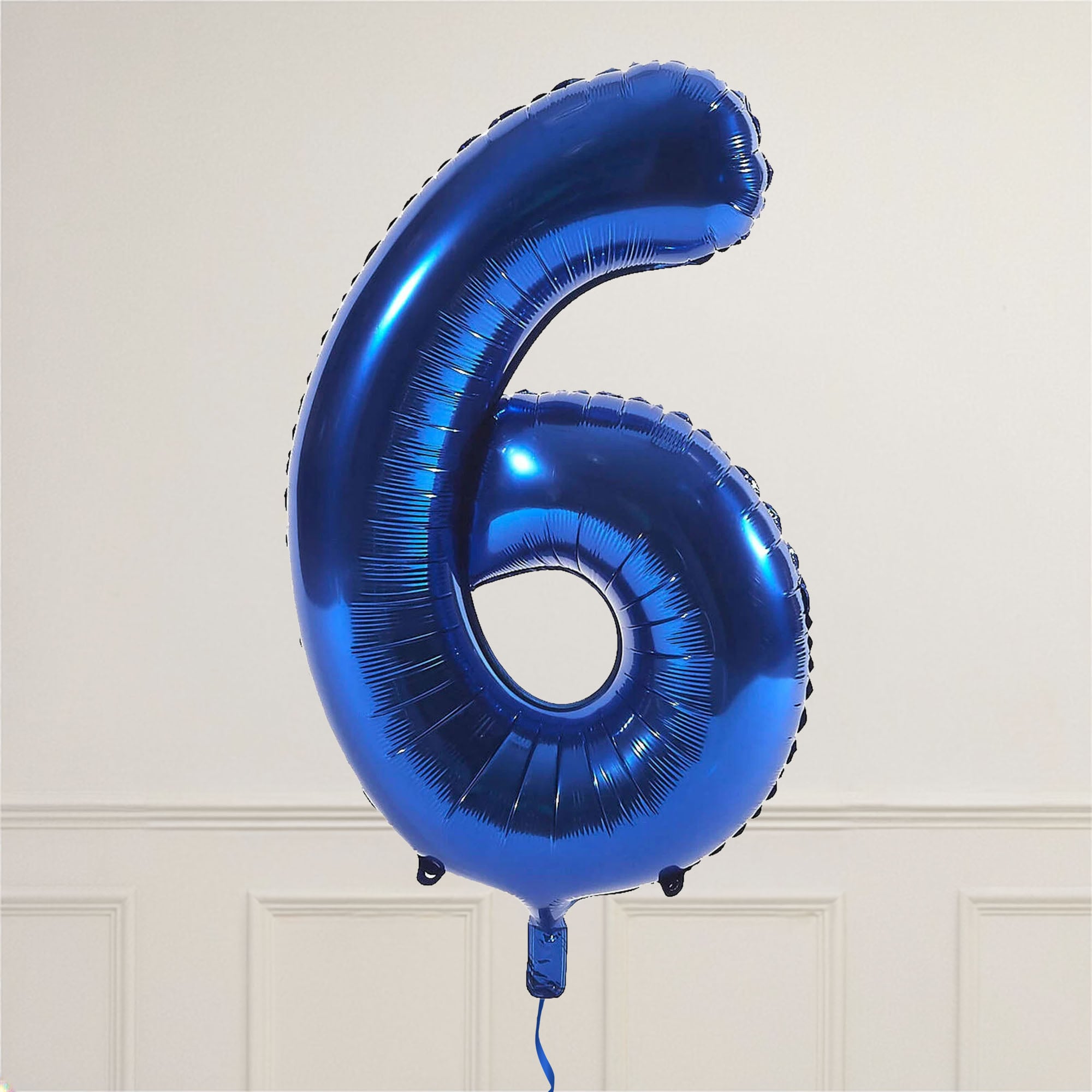 Blue Number 6 Giant Foil Helium Balloon INFLATED 