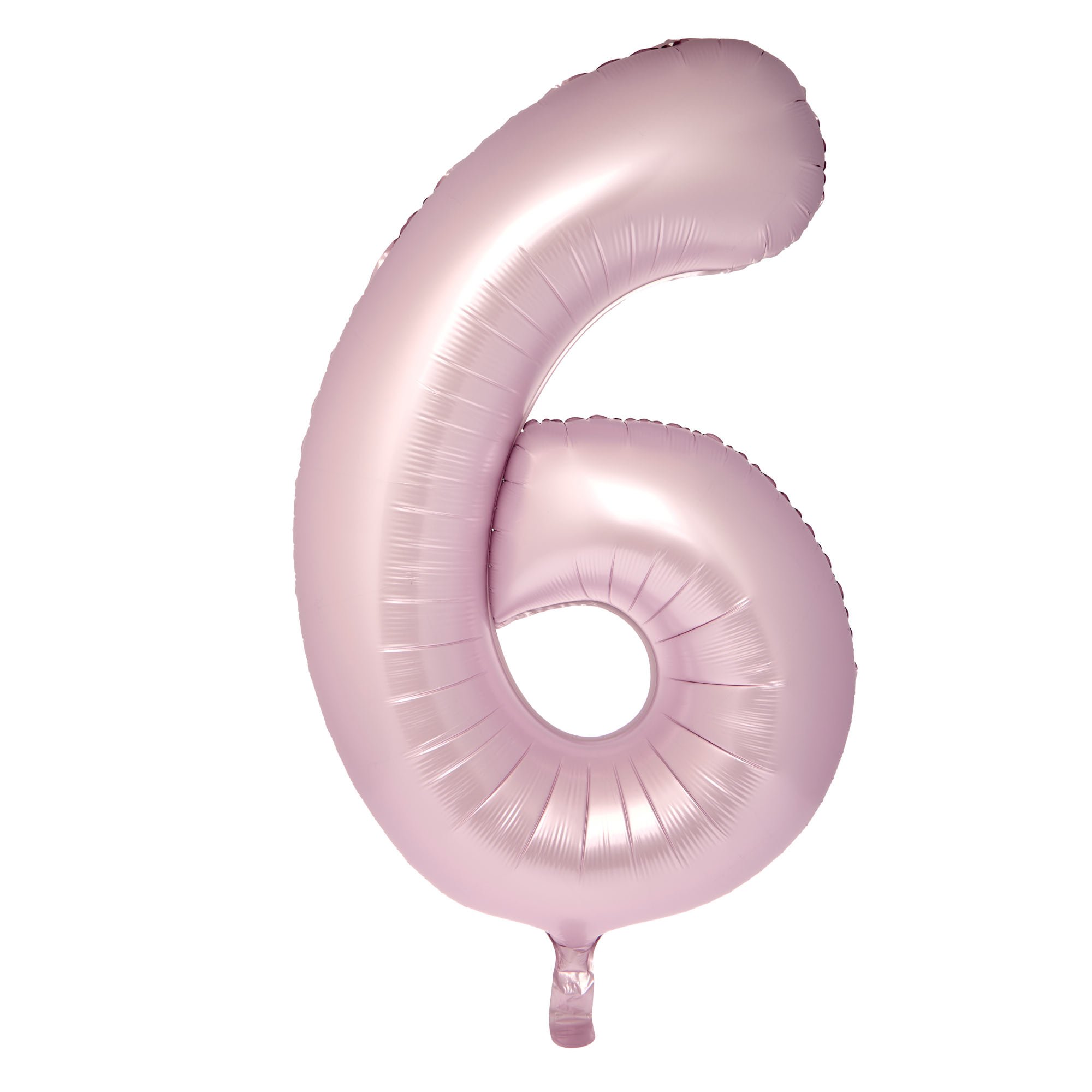 Large 34-Inch Pale Pink Foil Helium Number 6 Balloon - Uninflated
