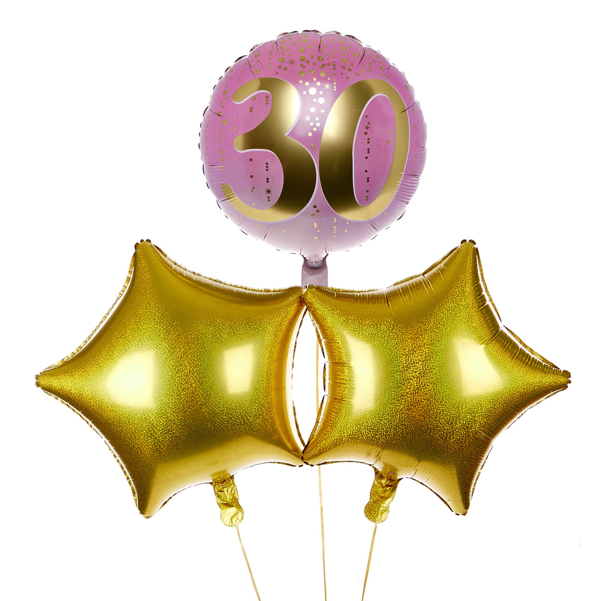Pink & Gold 30th Birthday Balloon Bouquet - DELIVERED INFLATED!