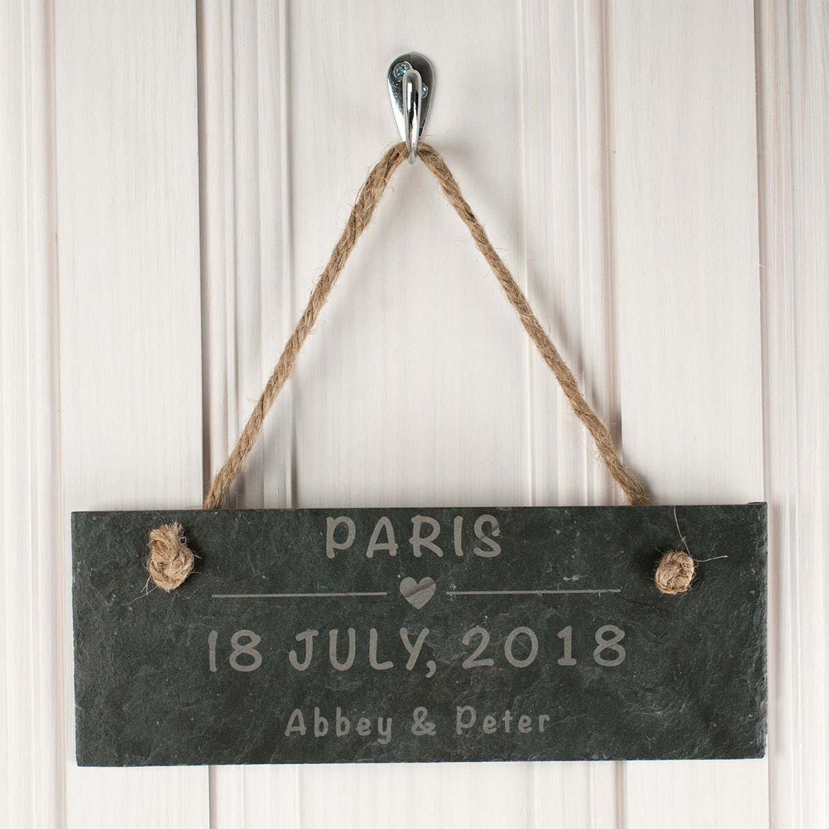 Personalised Engraved Hanging Slate Sign - Romantic Location