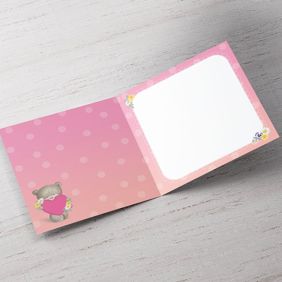 Personalised Hugs Mother's Day Charity Card - Bear Holding Heart