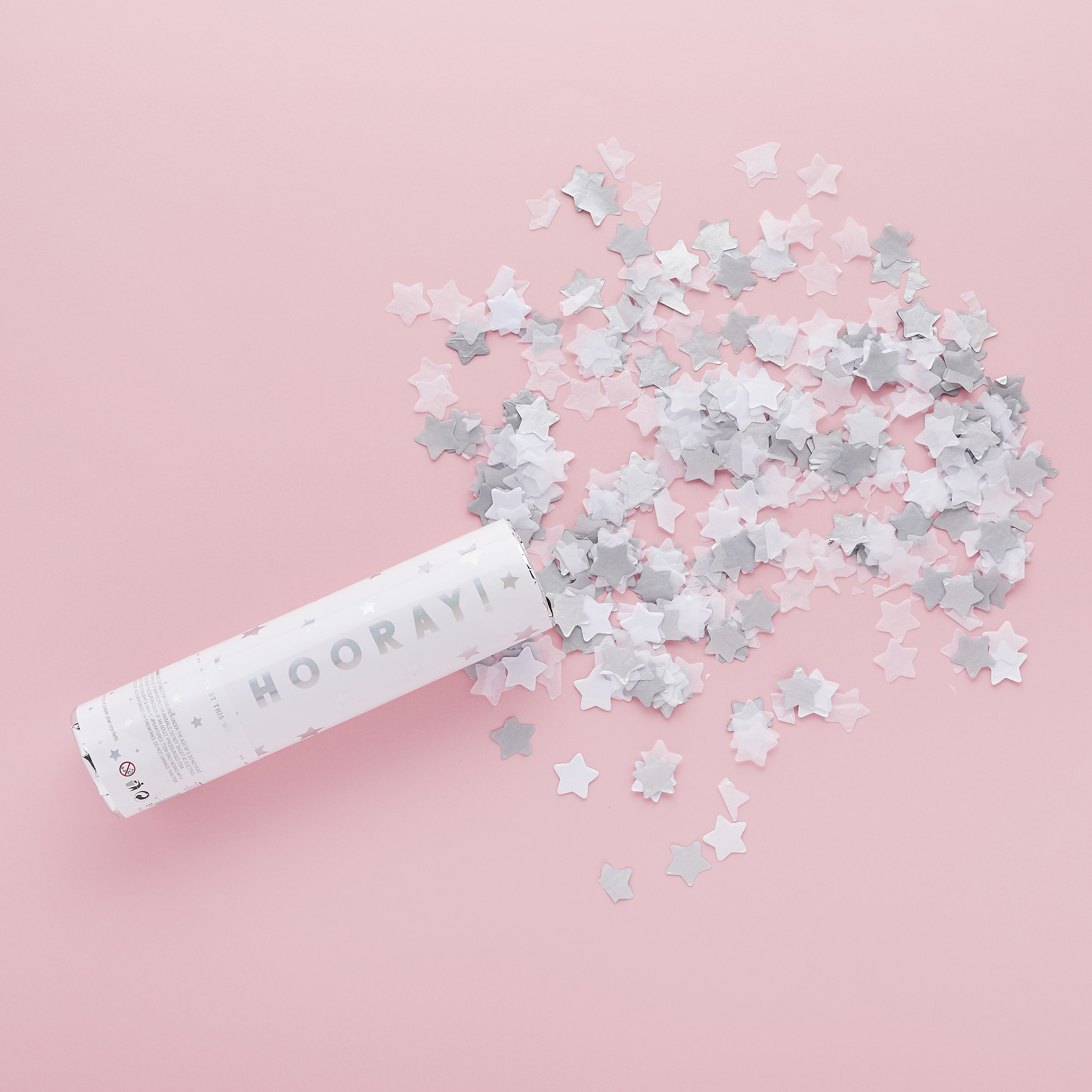 Metallic Silver Hooray Confetti Cannon 