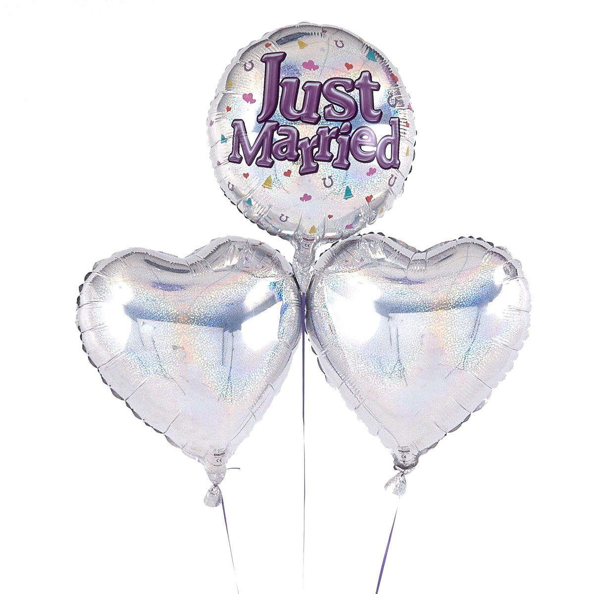 Just Married  Circle Romantic Balloon Bouquet - DELIVERED INFLATED!