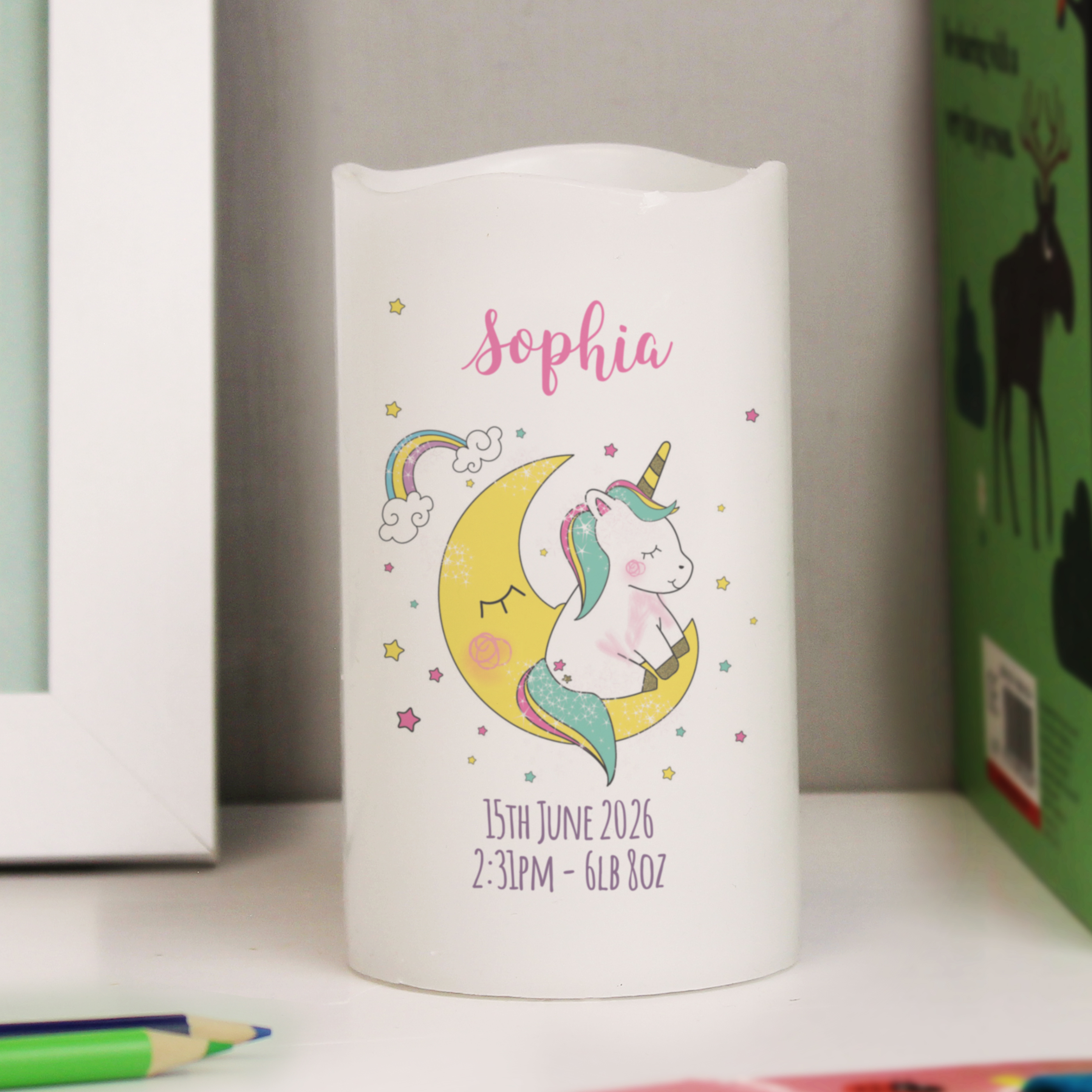 Personalised Baby Unicorn Nightlight LED Candle