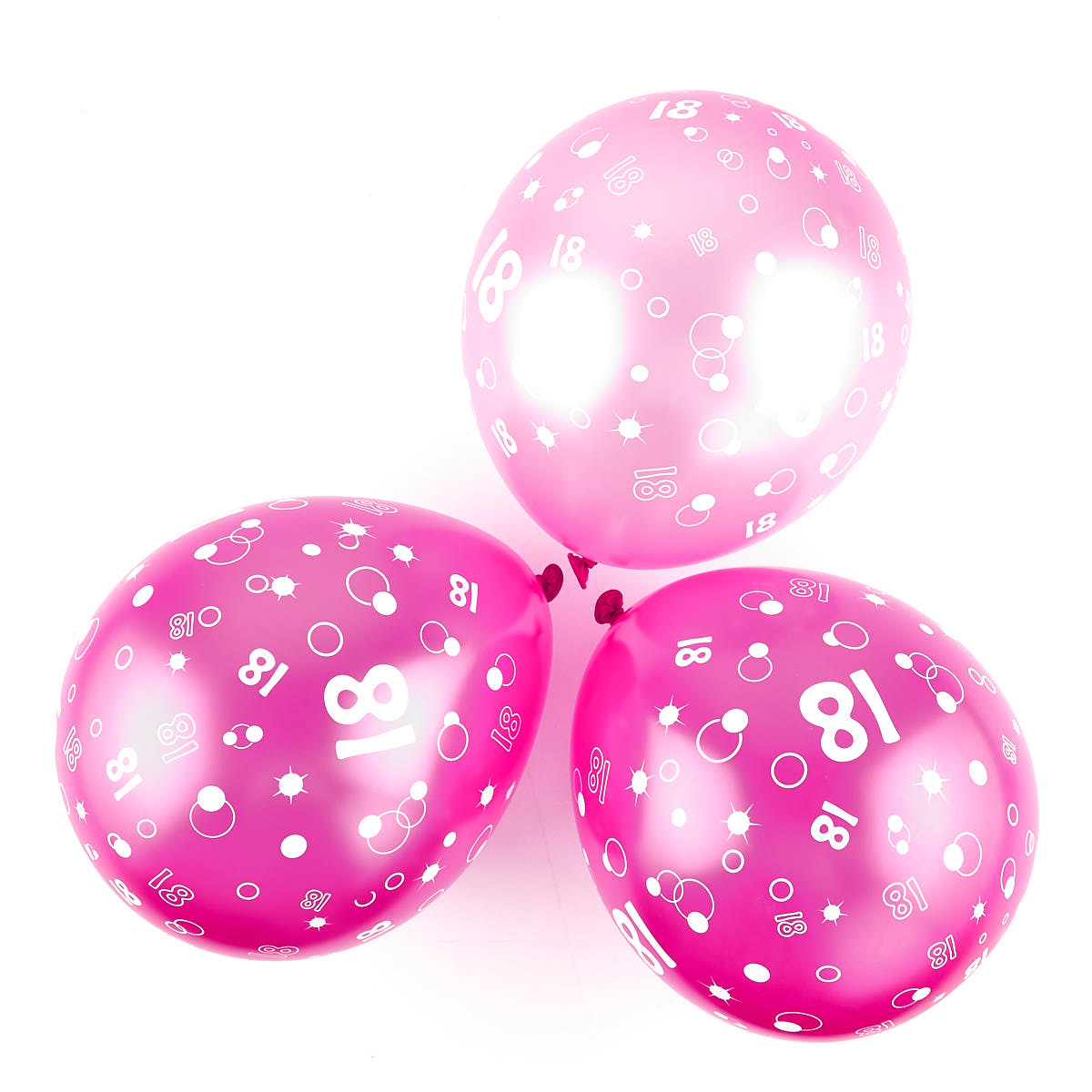 Metallic Pink Circles 18th Birthday Helium Latex Balloons - Pack Of 6