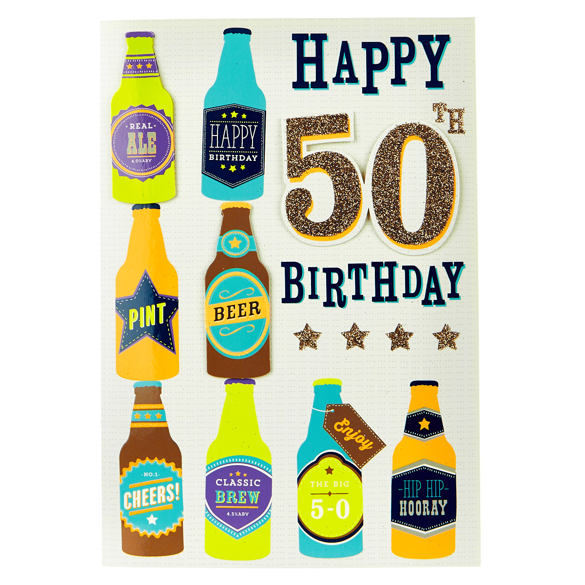 50th Birthday Card - Bottles of Beer