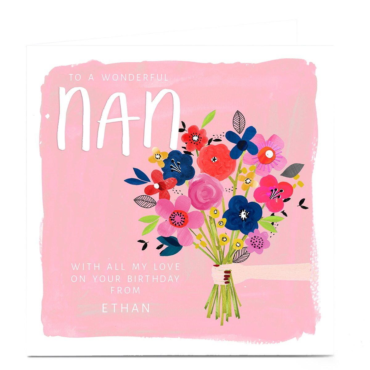 Personalised Kerry Spurling Birthday Card - Flowers Nan