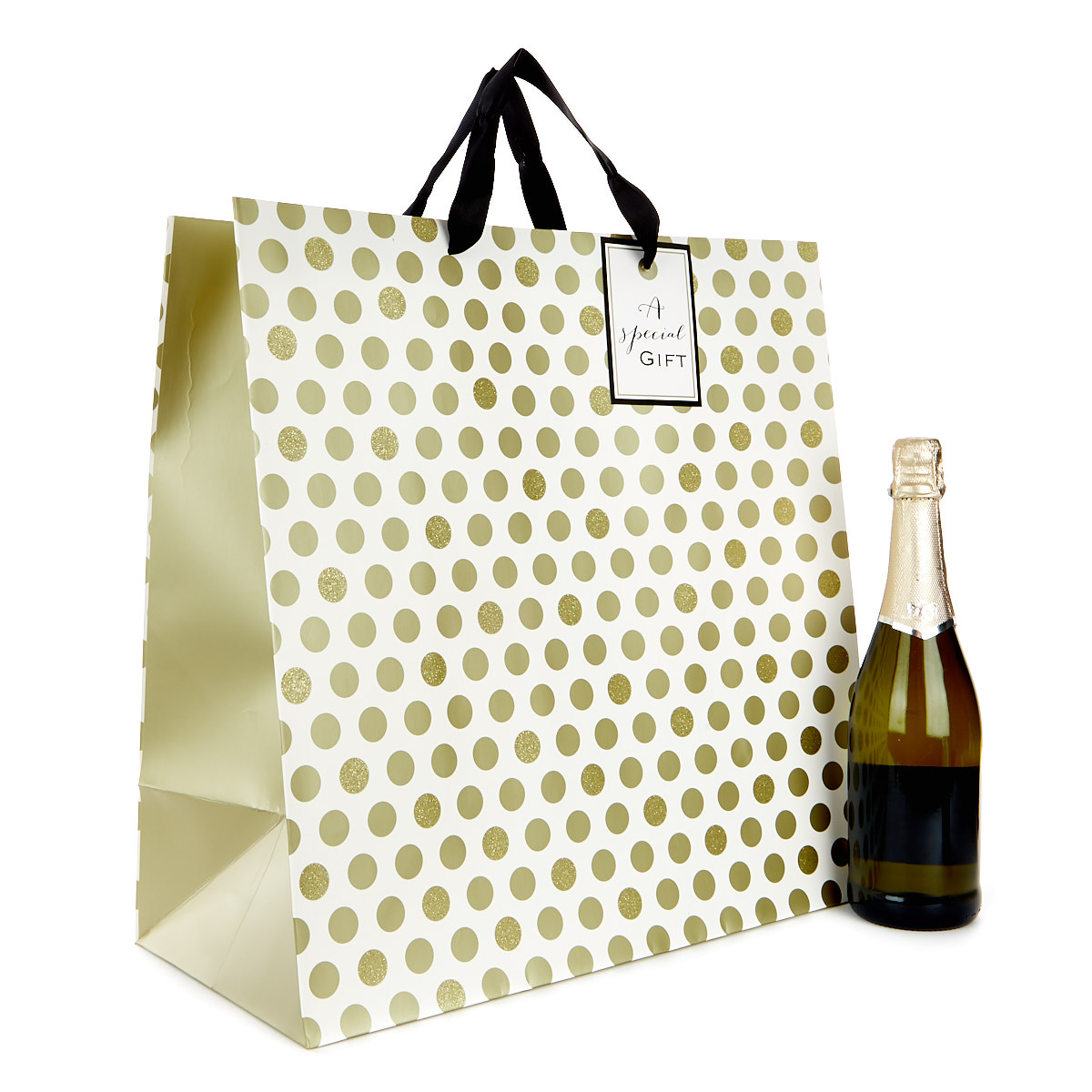 Extra Large Square Cream & Gold Gift Bag - A Special Gift