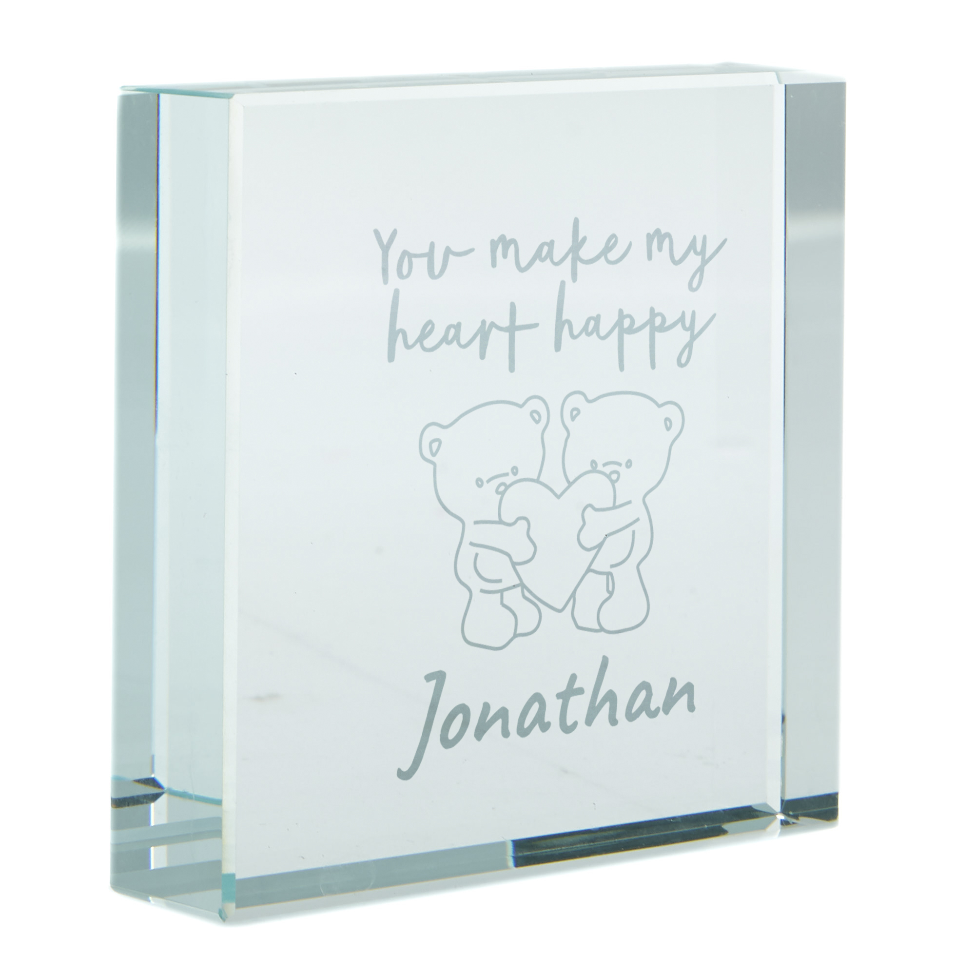 Personalised Hugs Glass Token - Make My Heart Happy