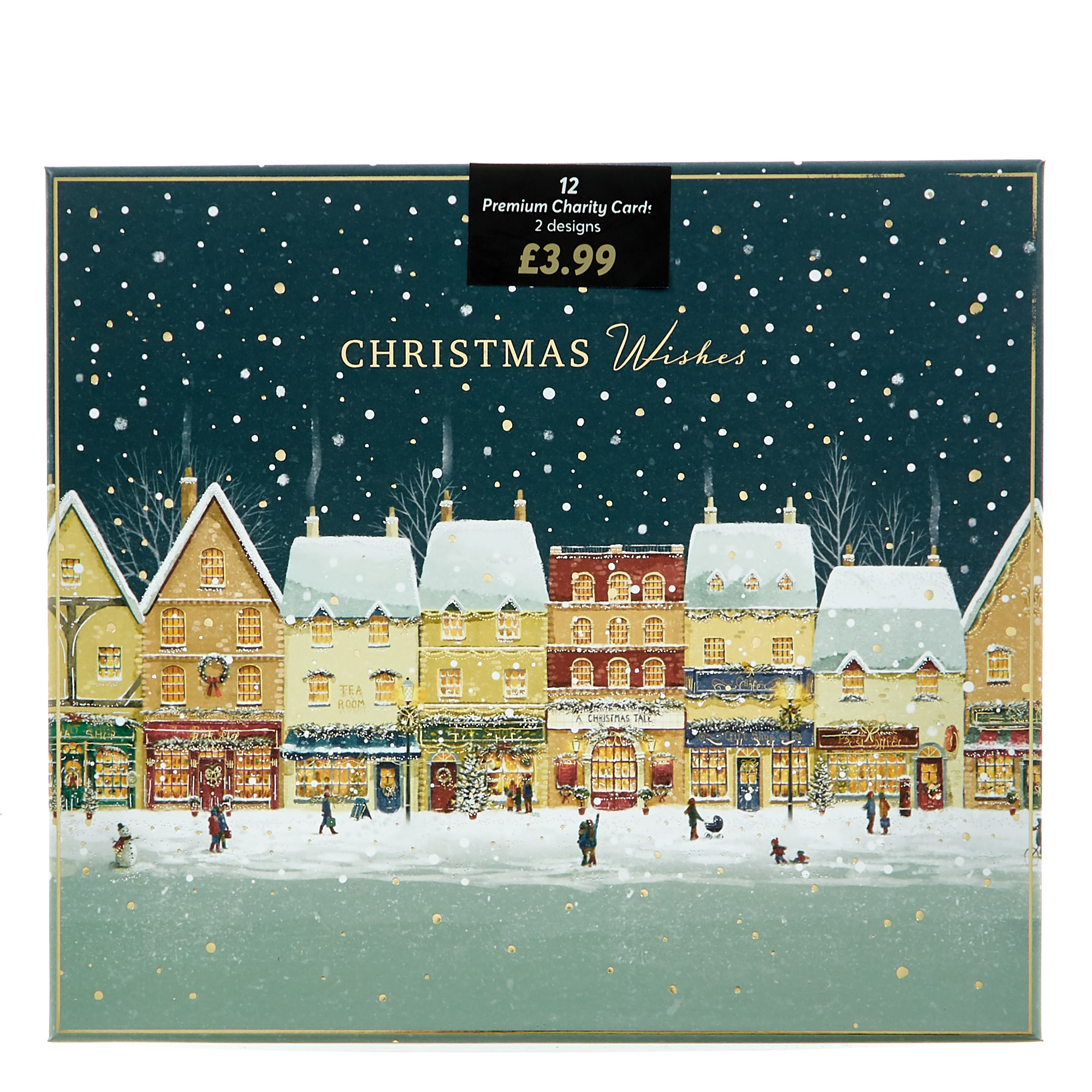 Box of 12 Deluxe Village Scene Charity Christmas Cards - 2 Designs