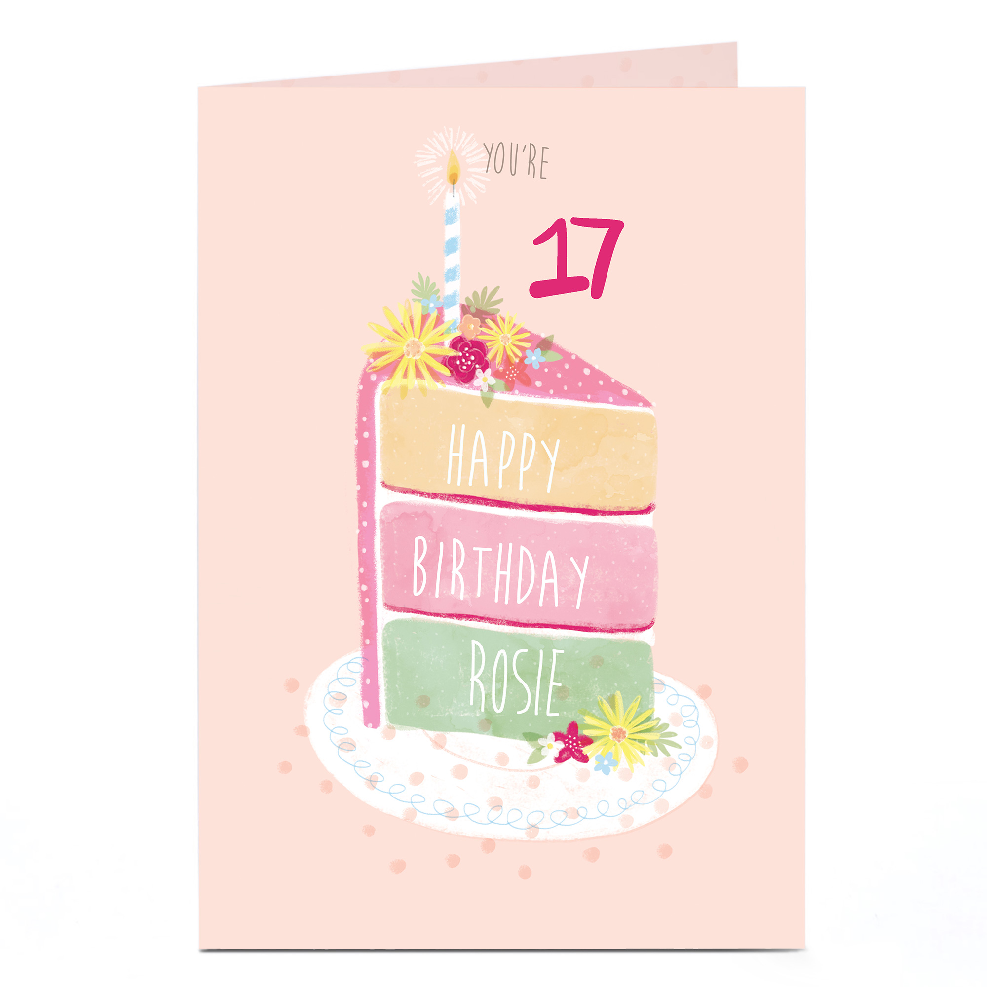 Personalised Editable Age Birthday Card - Piece Of Cake Any Name