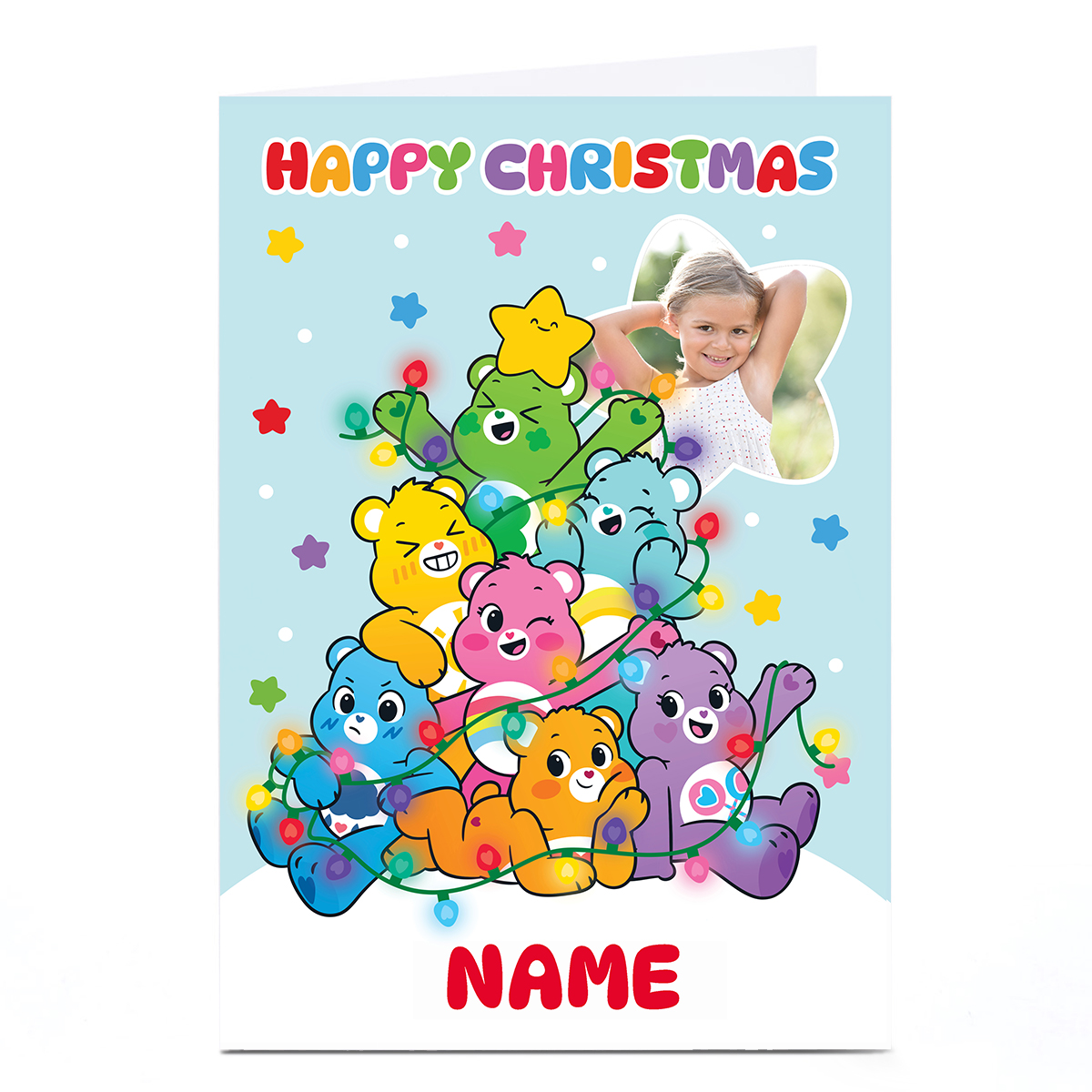 Photo Care Bears Christmas Card - Bear Tree, Any Name