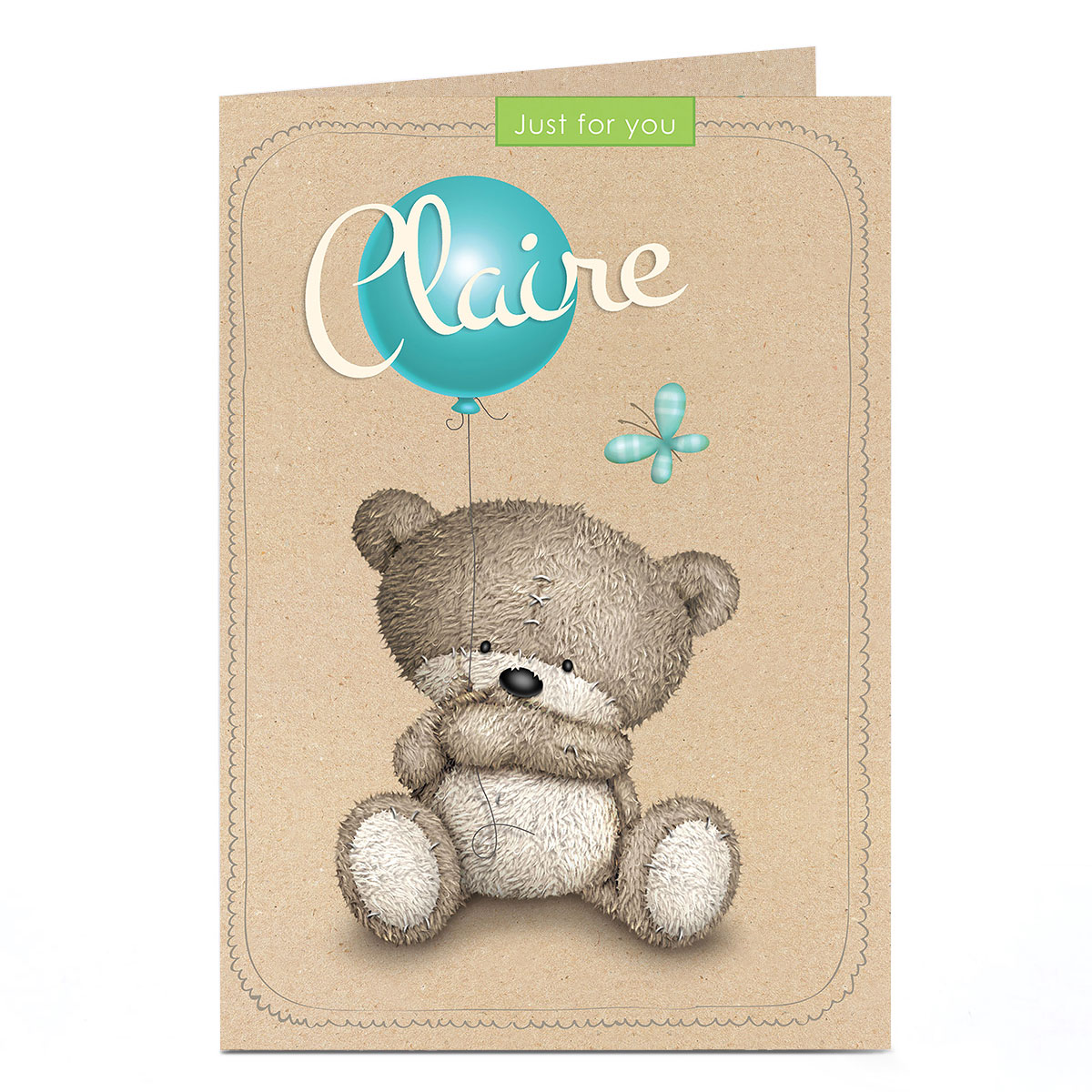 Personalised Hugs Bear Card - Just For You, Balloon