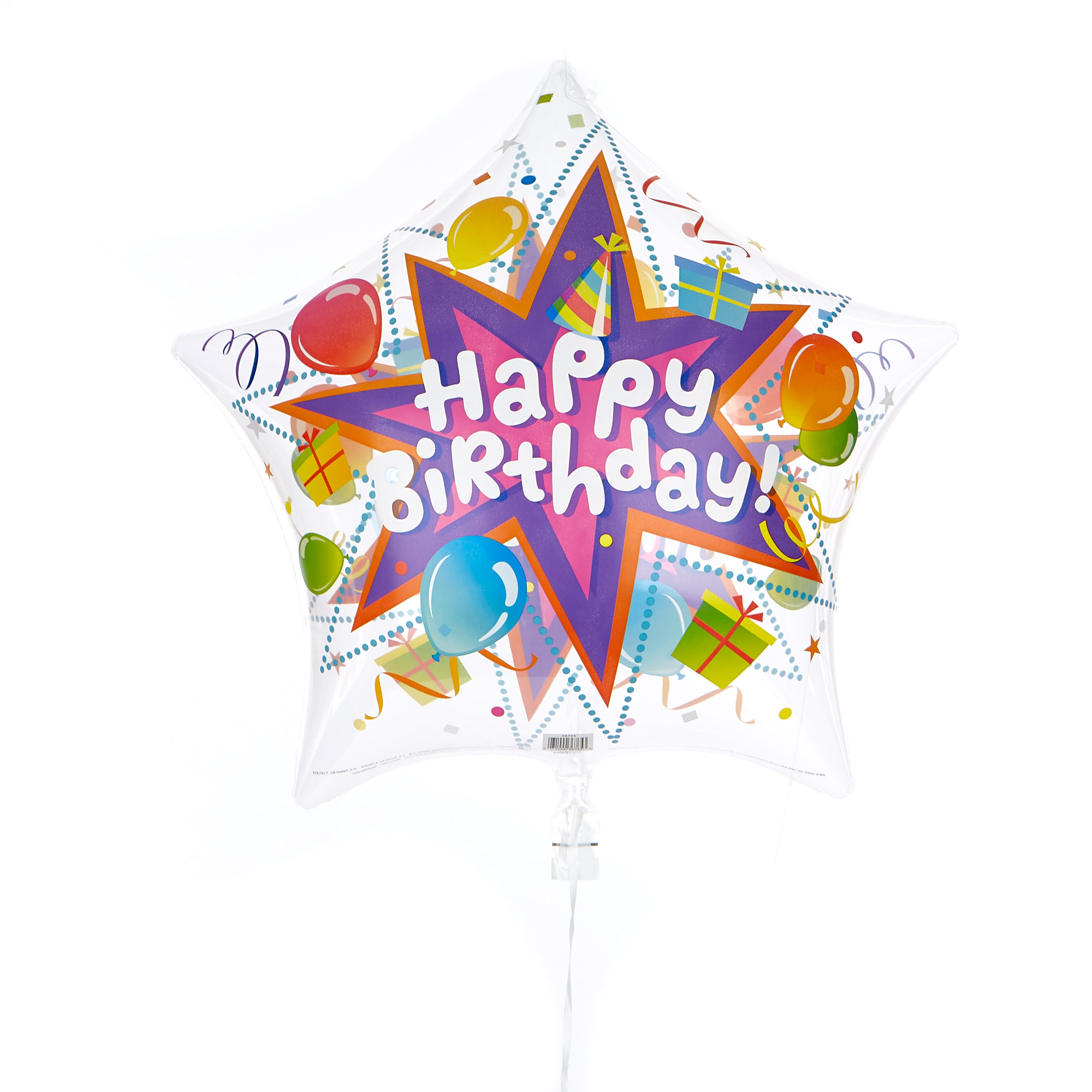 19-Inch Star-Shaped Happy Birthday Balloon - DELIVERED INFLATED!