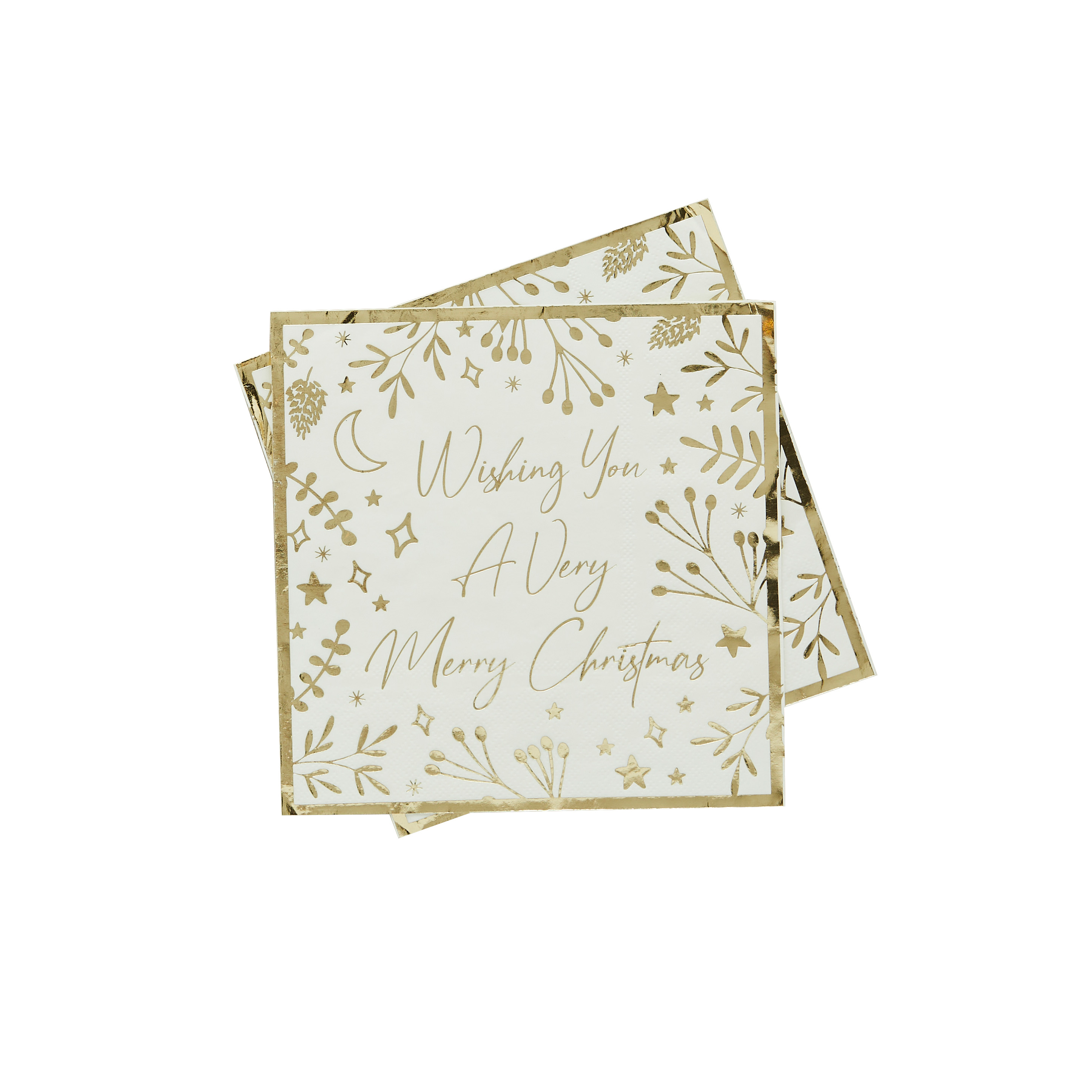 Image of Gold Wishing You A Very Merry Christmas Paper Napkins - Pack of 16 | Christmas Gifts