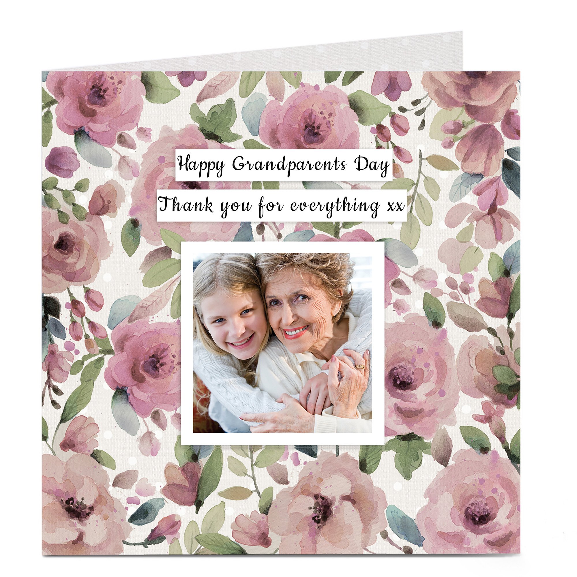 Personalised Grandparents Day Card - Pink Floral
