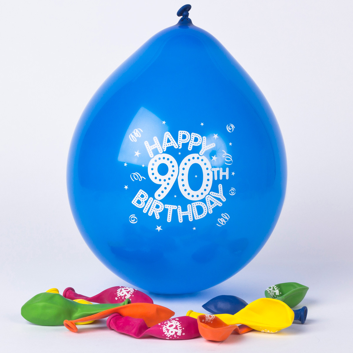 Multicoloured Age 90 Latex Balloons - Pack Of 10