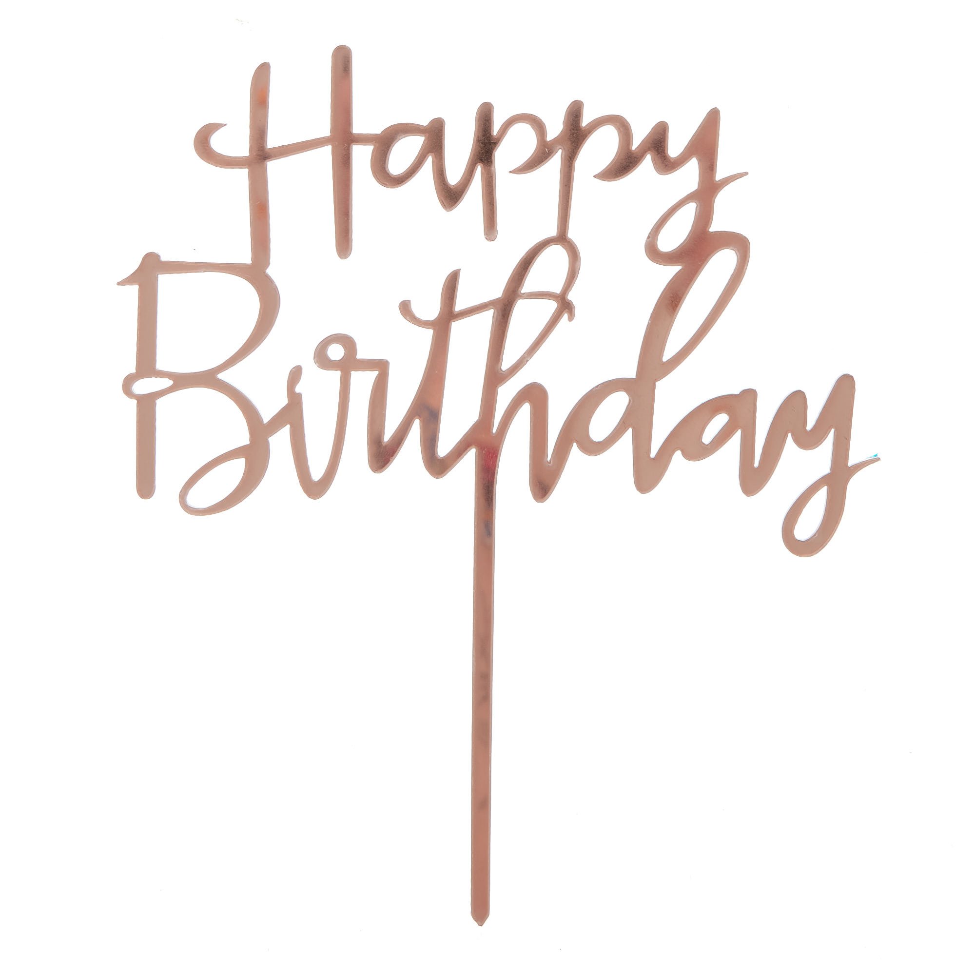 Rose Gold Happy Birthday Cake Topper