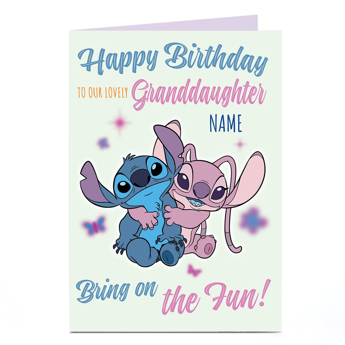 Personalised Stitch Birthday Card - Stitch and Angel, Granddaughter 