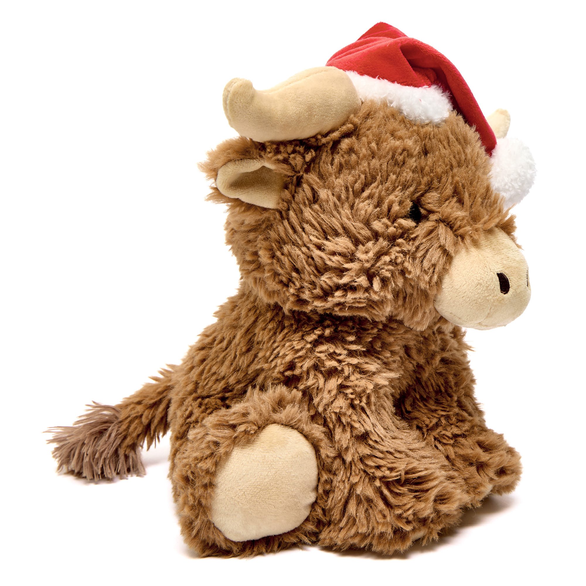Medium Highland Cow With Santa Hat Soft Toy,  Medium Highland Cow With Santa Hat Soft Toy