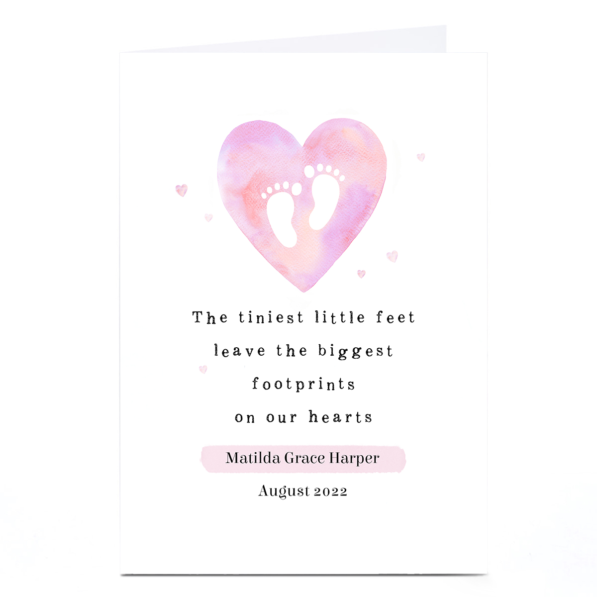 Personalised Sympathy Card - Tiniest Little Feet, Pink