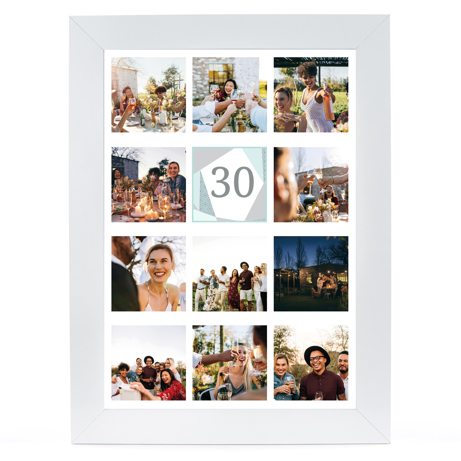Personalised 30th Milestone Age Photo Print - Geometric Mint
