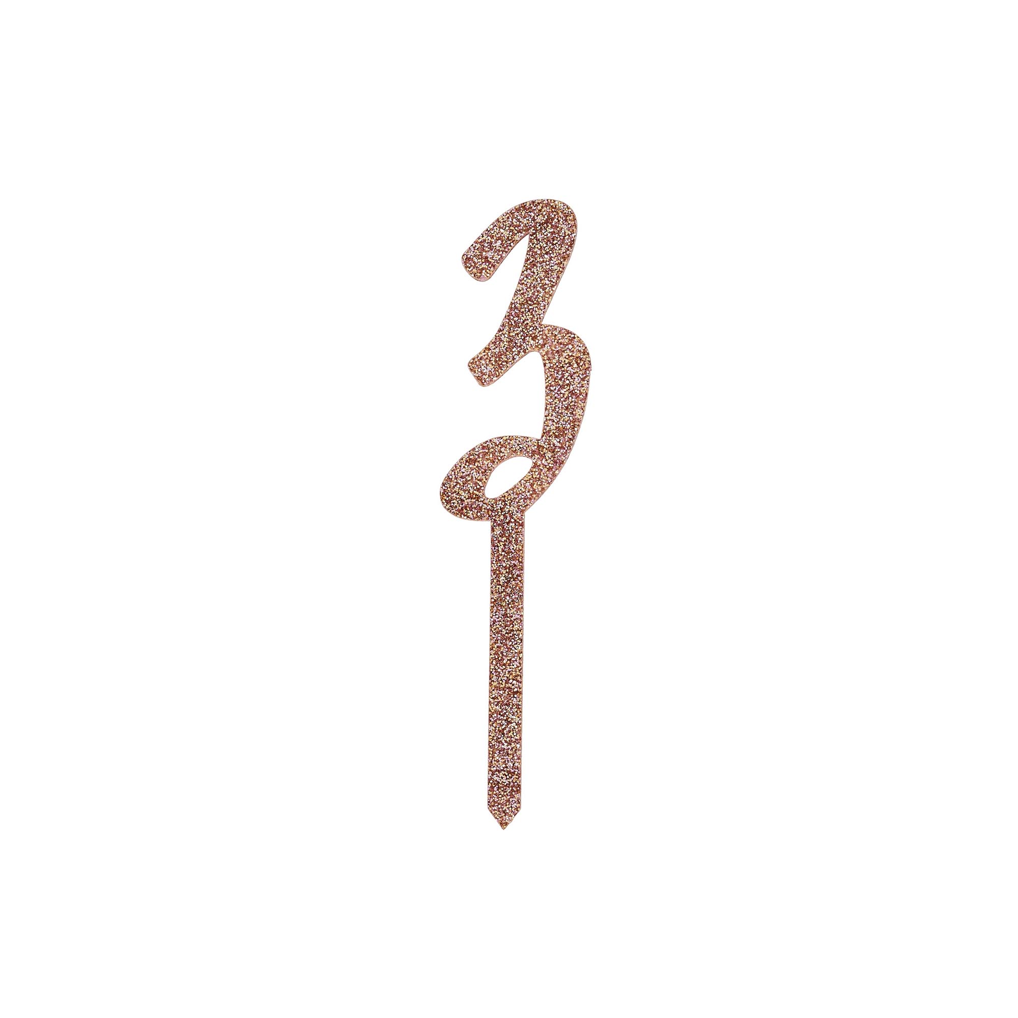 Metallic Rose Gold Number Glitter Acrylic Cake Topper (Numbers 0-9)