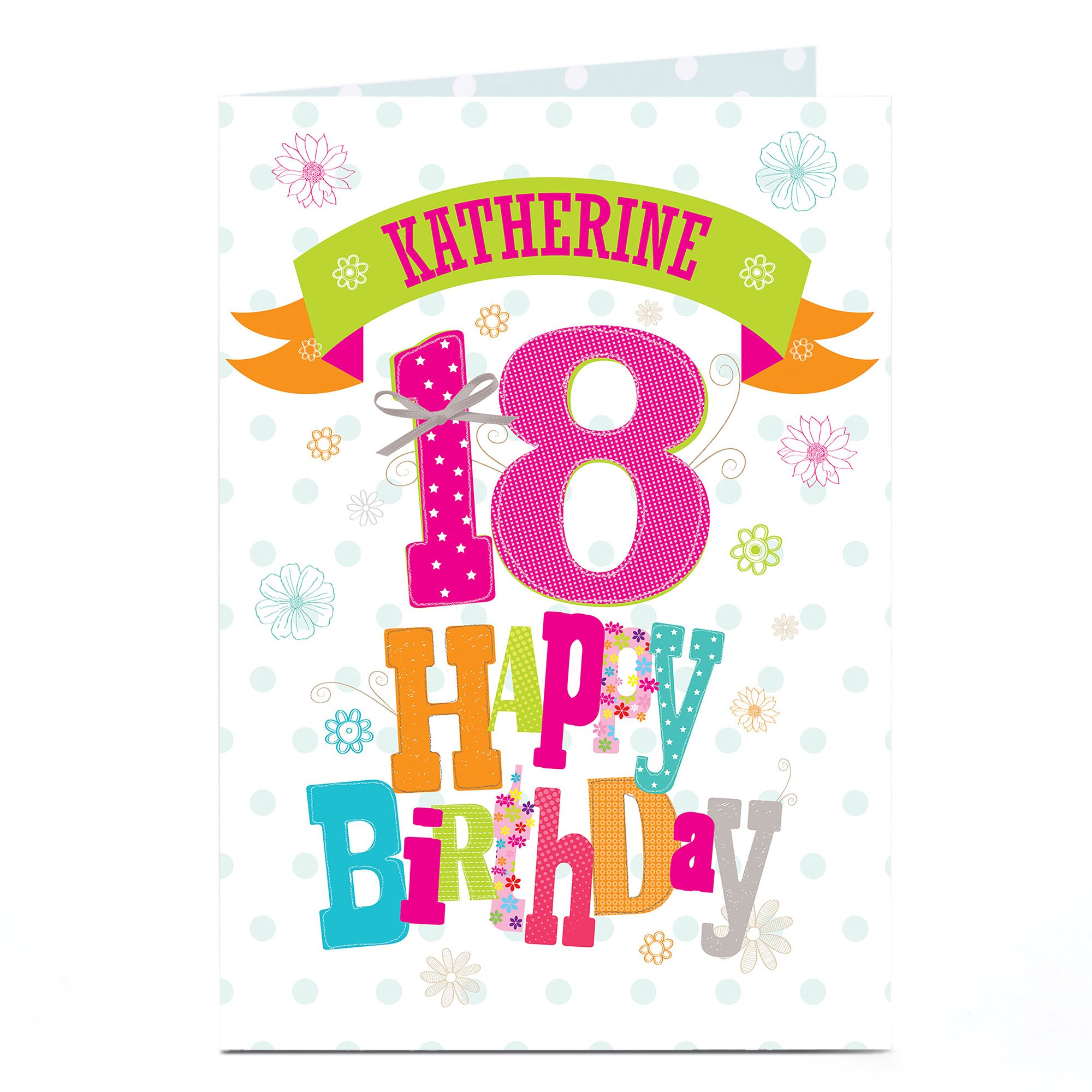 Personalised 18th Birthday Card - Bright Floral