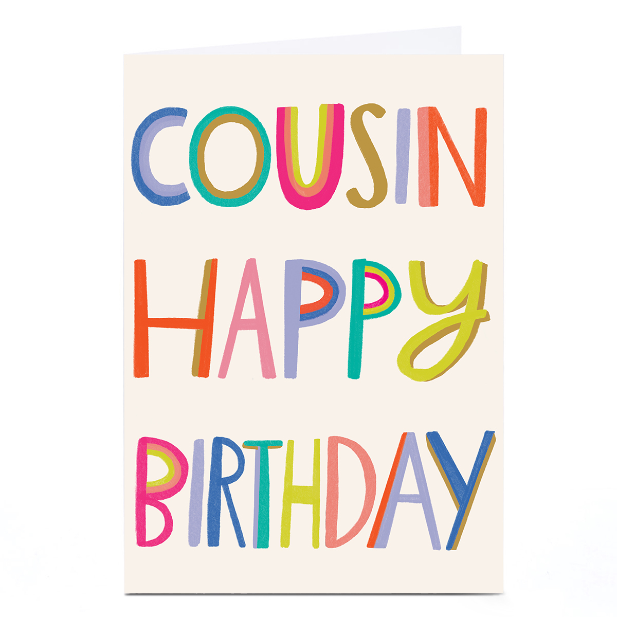 Personalised Birthday Card - Jazzy Letters, Cousin