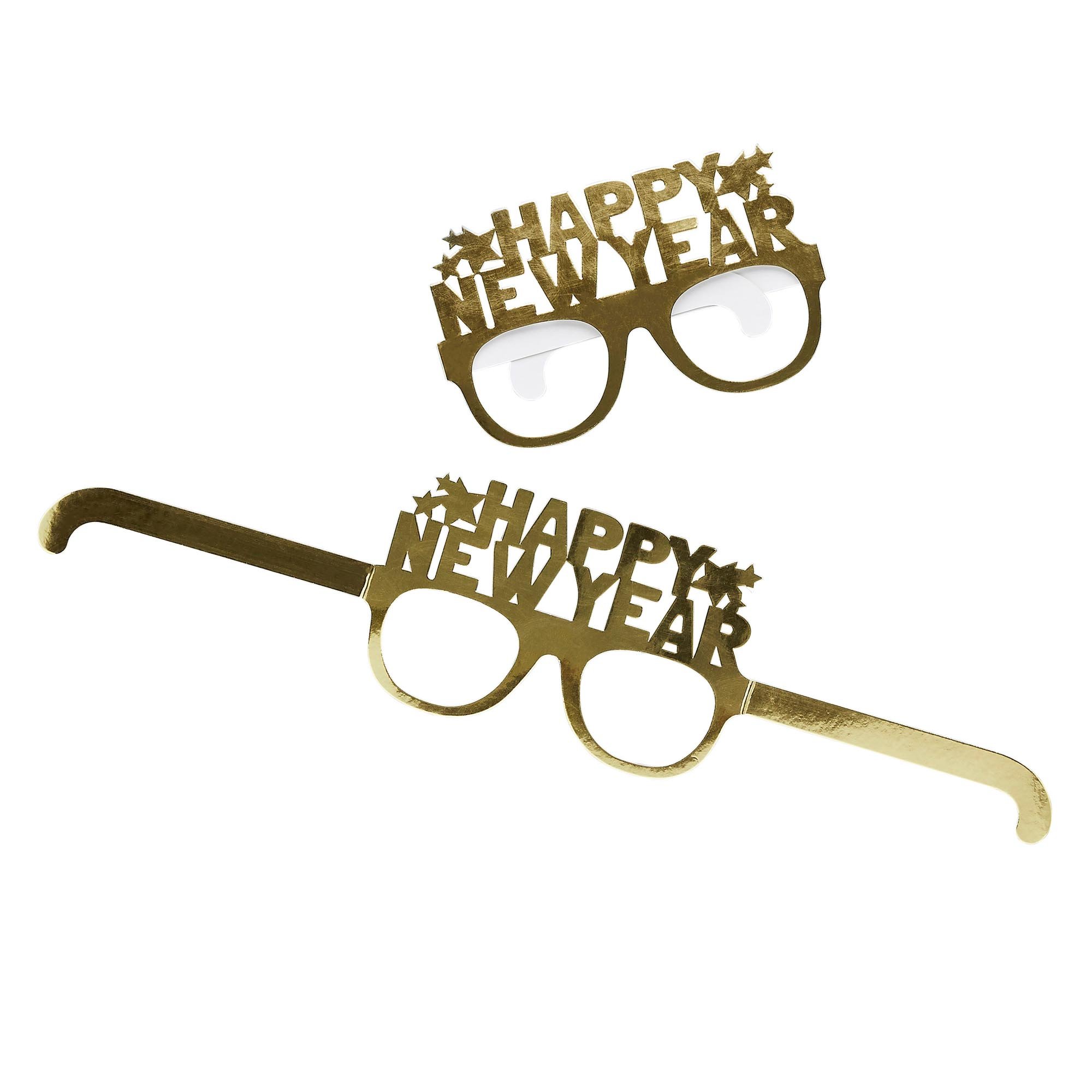 Gold Happy New Year Paper Glasses - Pack of 10