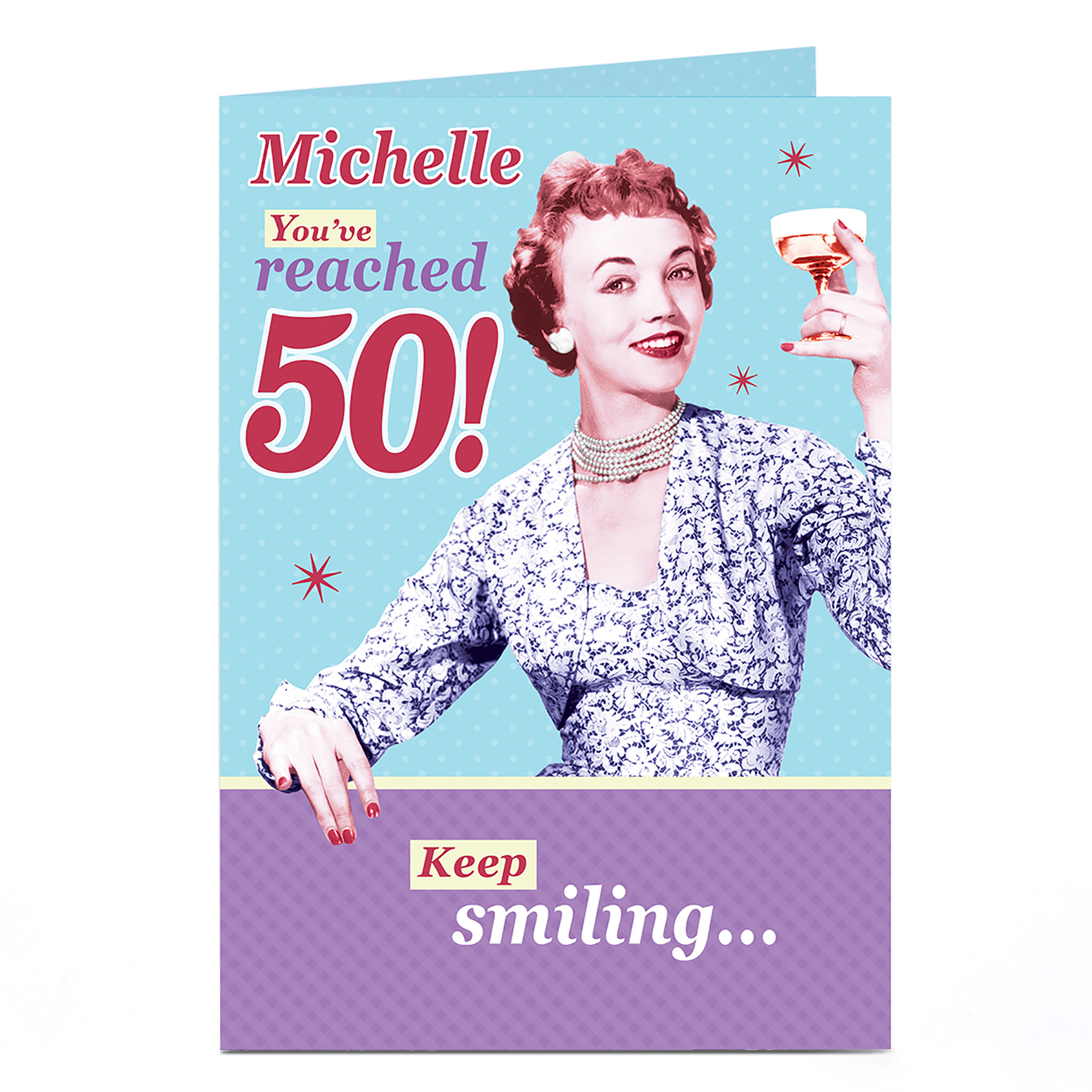 Personalised 50th Birthday Card - Keep Smiling...