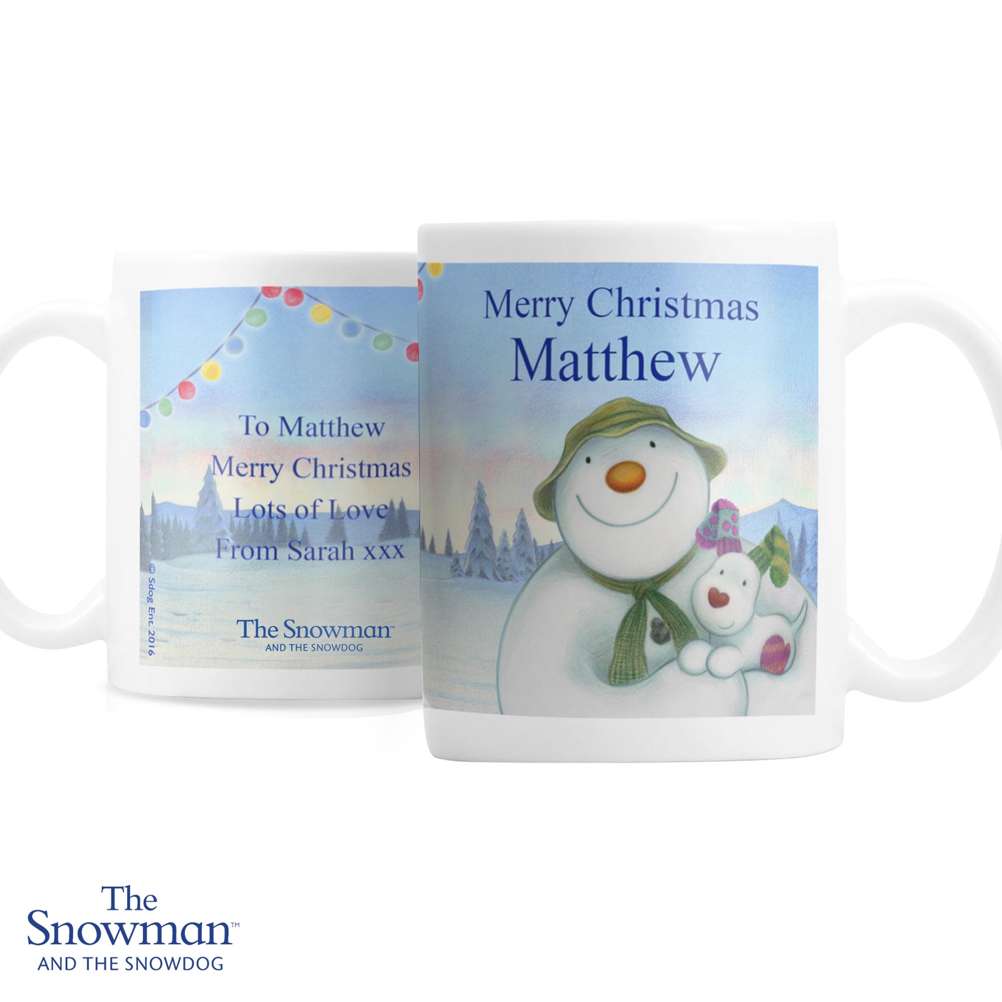 Personalised Traditional The Snowman & the Snowdog Mug
