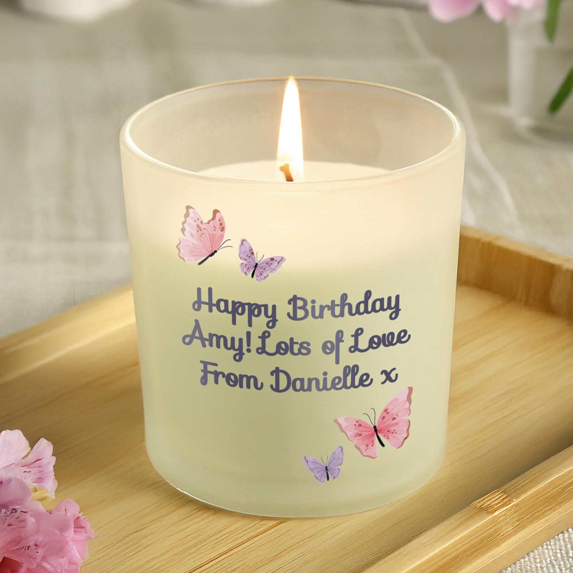 Personalised Butterfly Frosted Candle