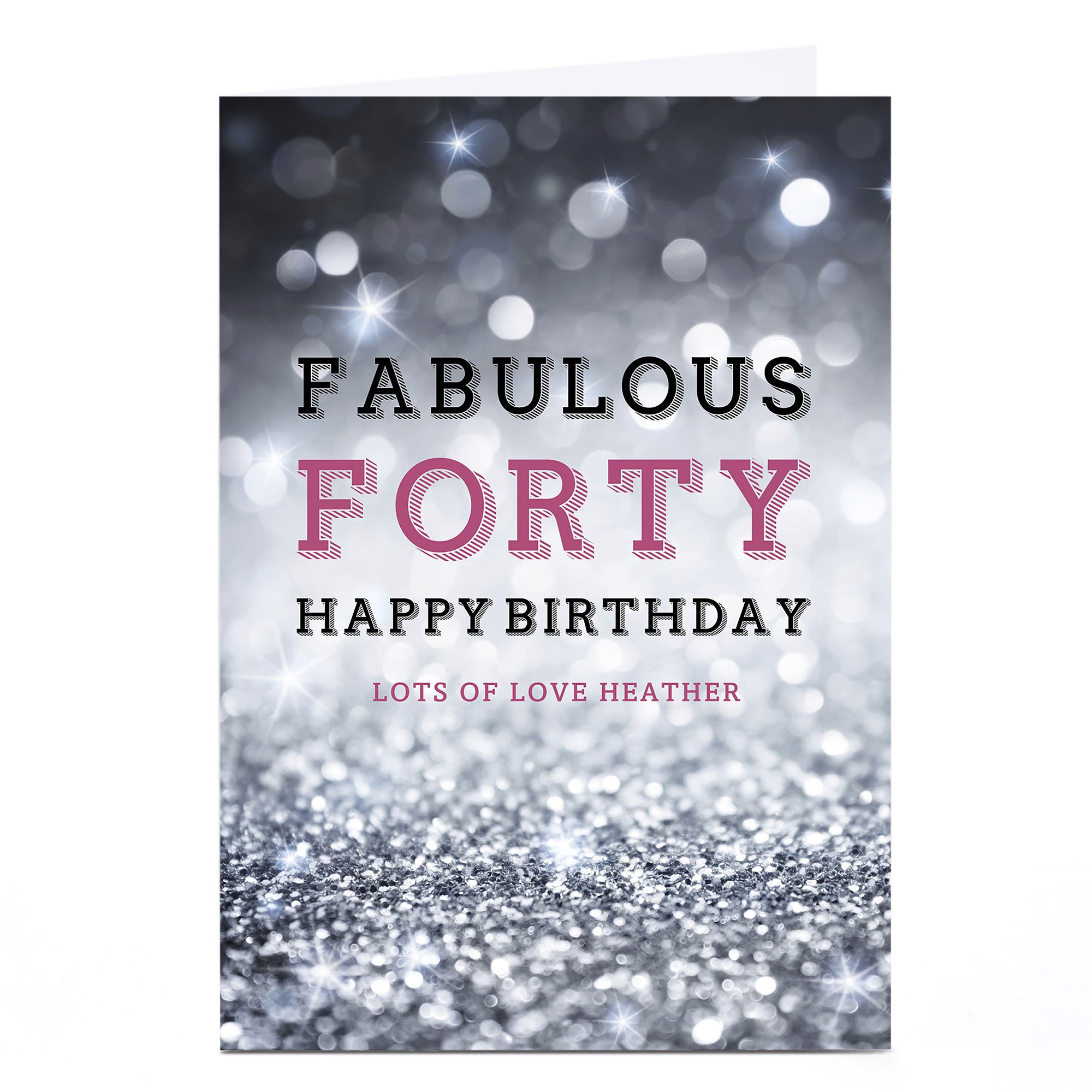 Personalised 40th Birthday Card - Fabulous Forty Glitter