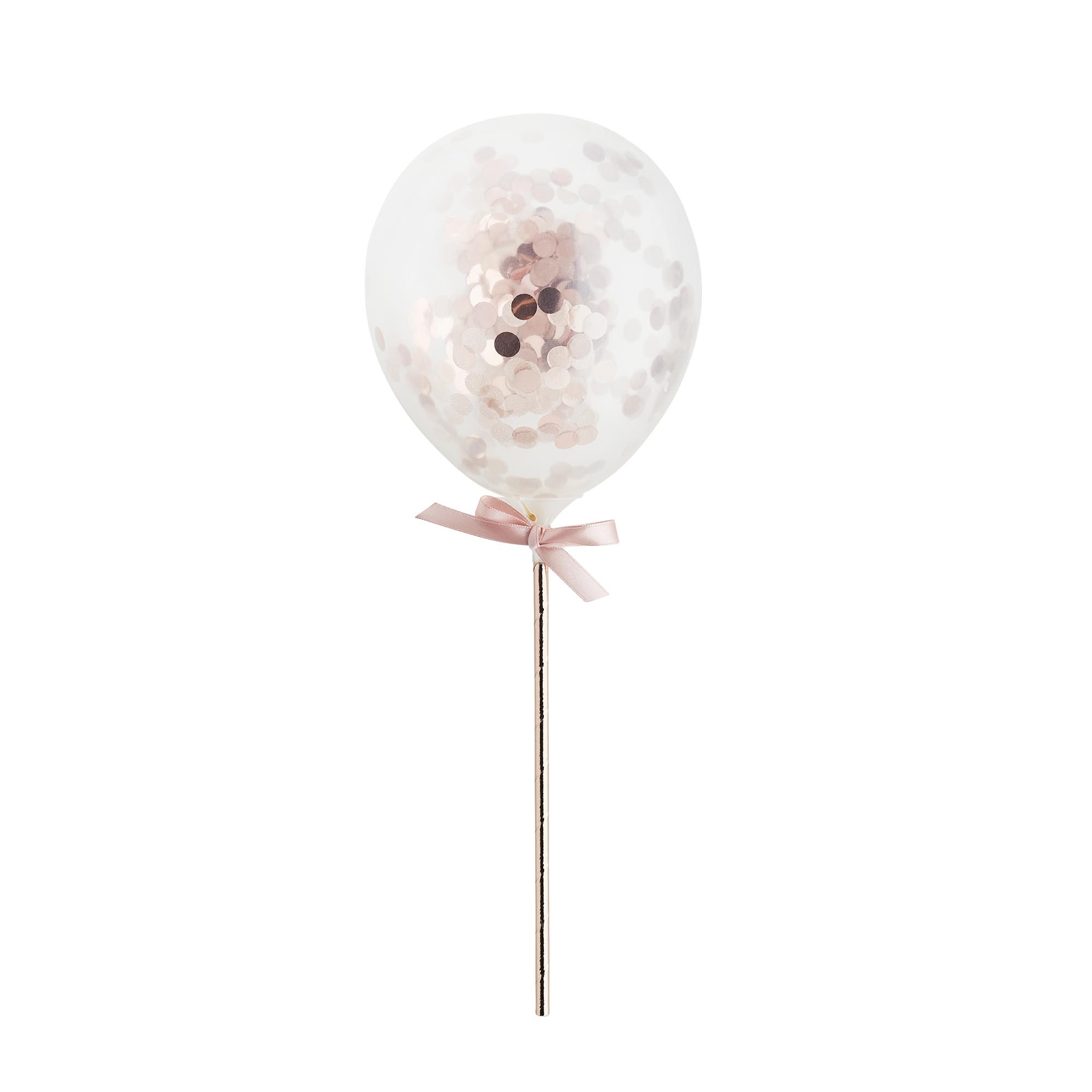 Metallic Mini Confetti 5-Inch Latex Balloons Wands - Pack of 5 (3 Colour Options)