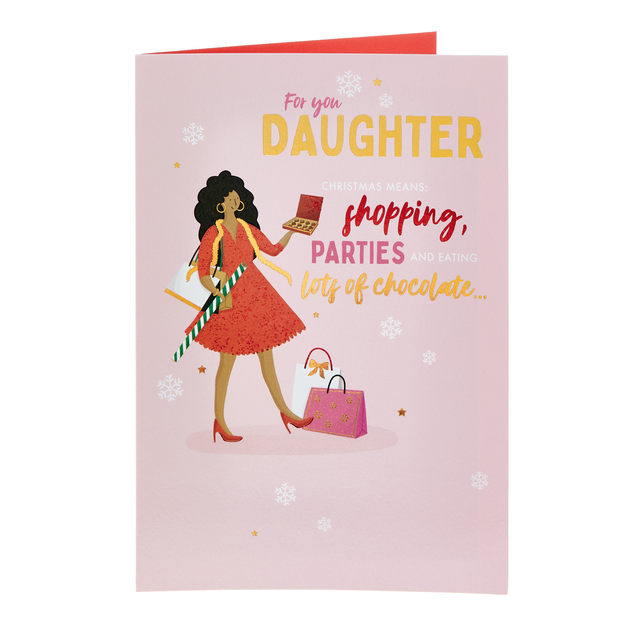 Daughter Shopping & Parties Christmas Card